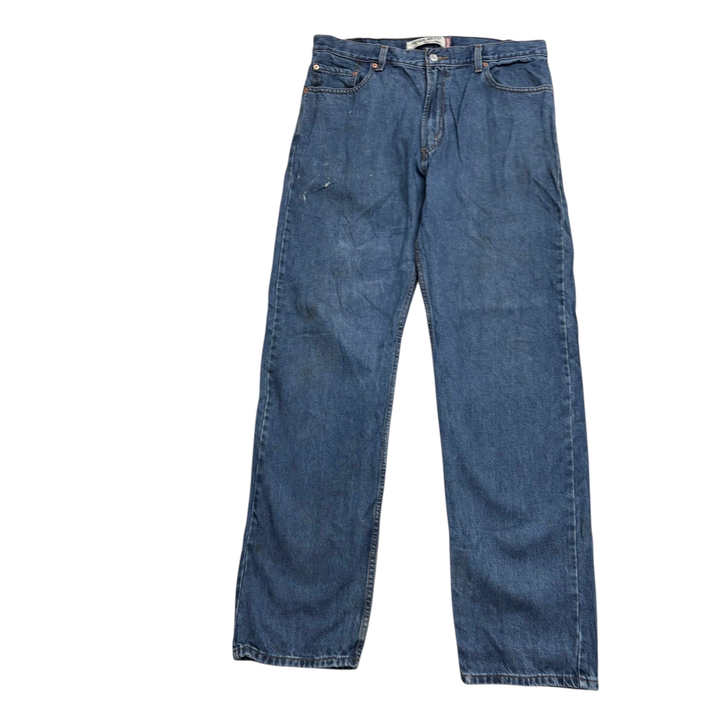 Levis 505 Jeans W36 L34 Mens Mid Blue Regular Straight Fit Vintage Denim (F)