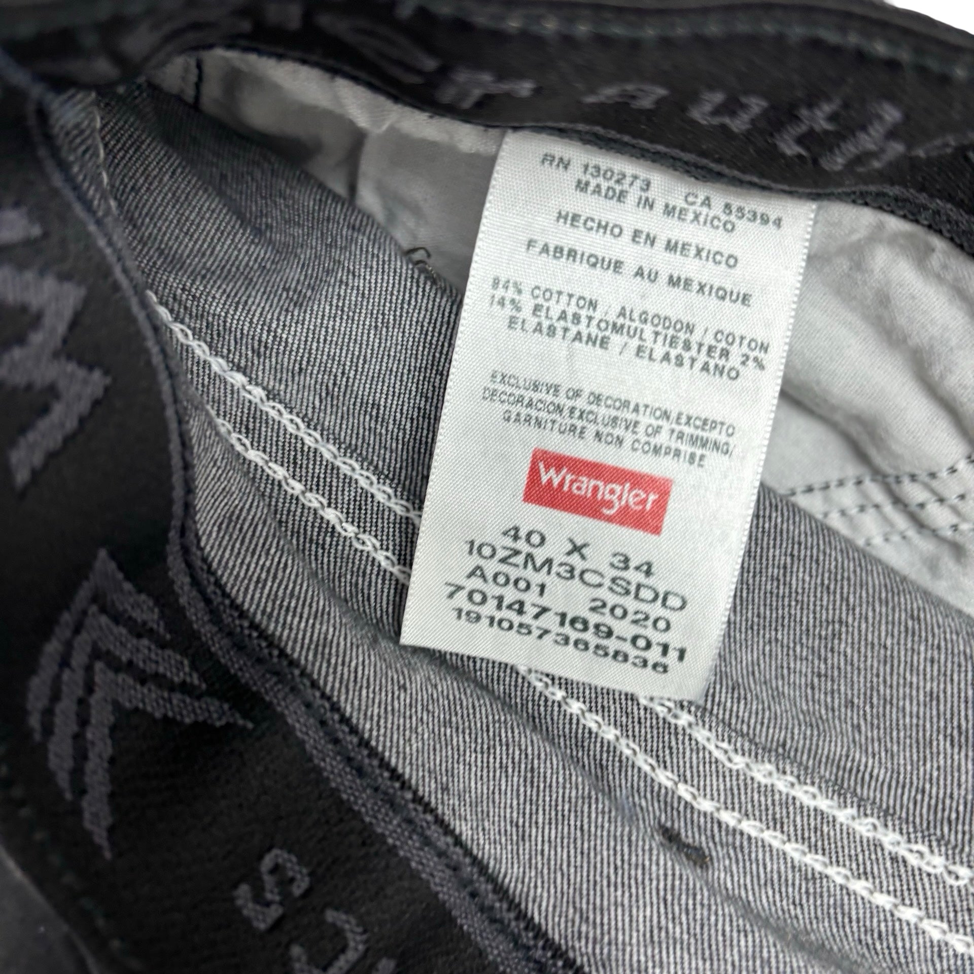 Wrangler Jeans W40 L33 Mens Black Regular Straight Fit Stretch Denim (E)