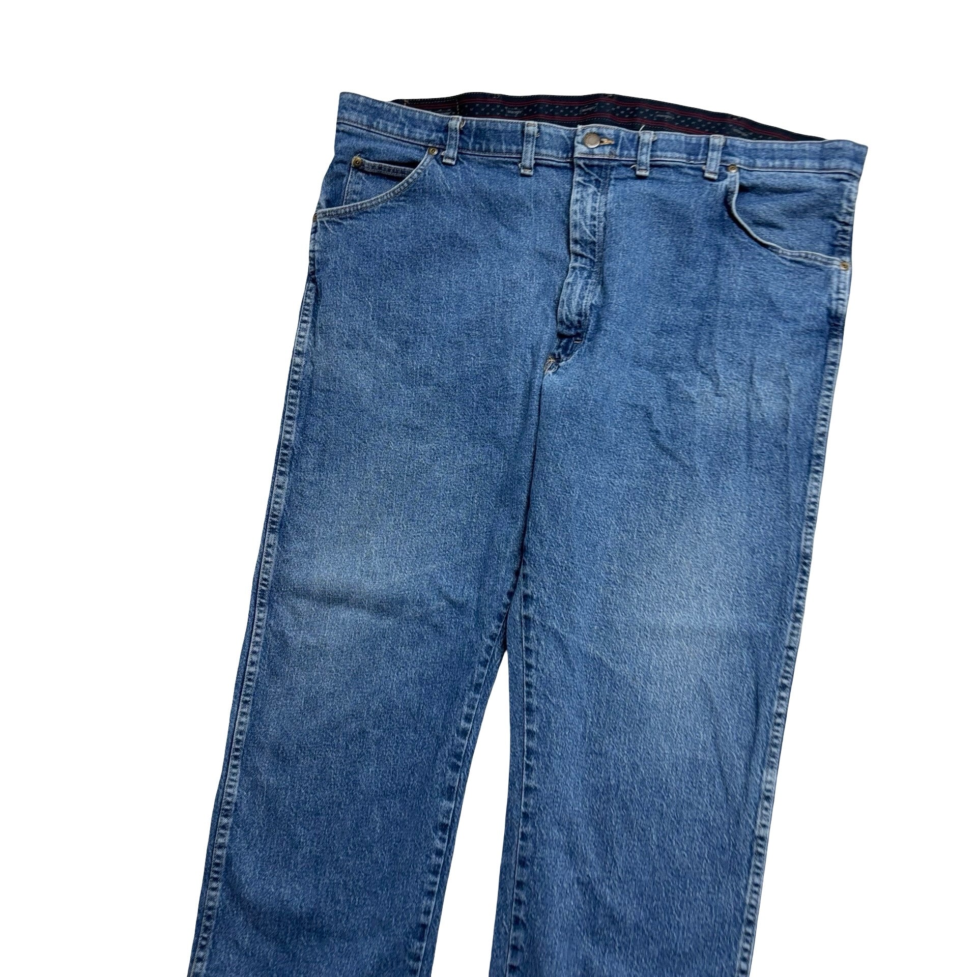 Wrangler Jeans W44 L29 Mens Mid Blue Regular Straight Fit Stretch Denim