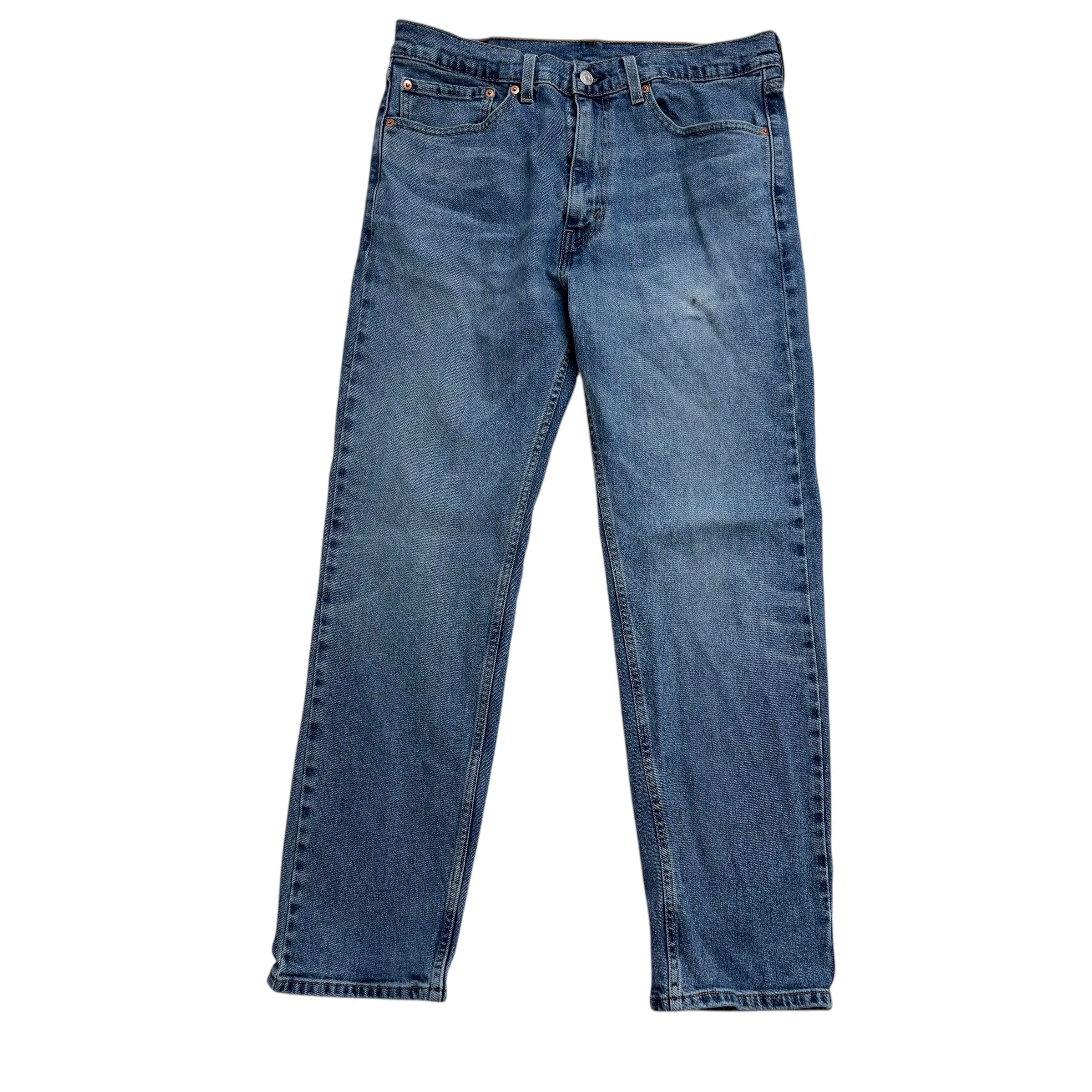 Levis 505 Jeans W35 L30 Mens Mid Blue Regular Straight Fit Stretch Denim (F)