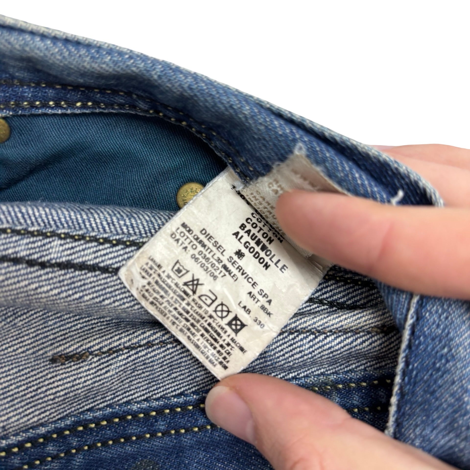 Diesel Quratt Jeans W32 L32 Mens Mid Blue Relaxed Straight Fit Denim (F)