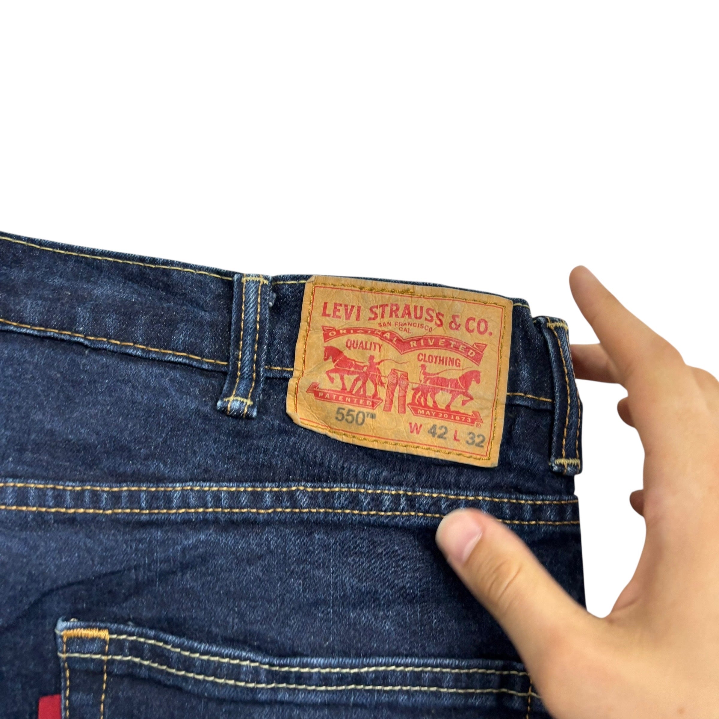 Levis 550 Jeans W40 L32 Mens Dark Blue Baggy Relaxed Straight Fit Stretch Denim