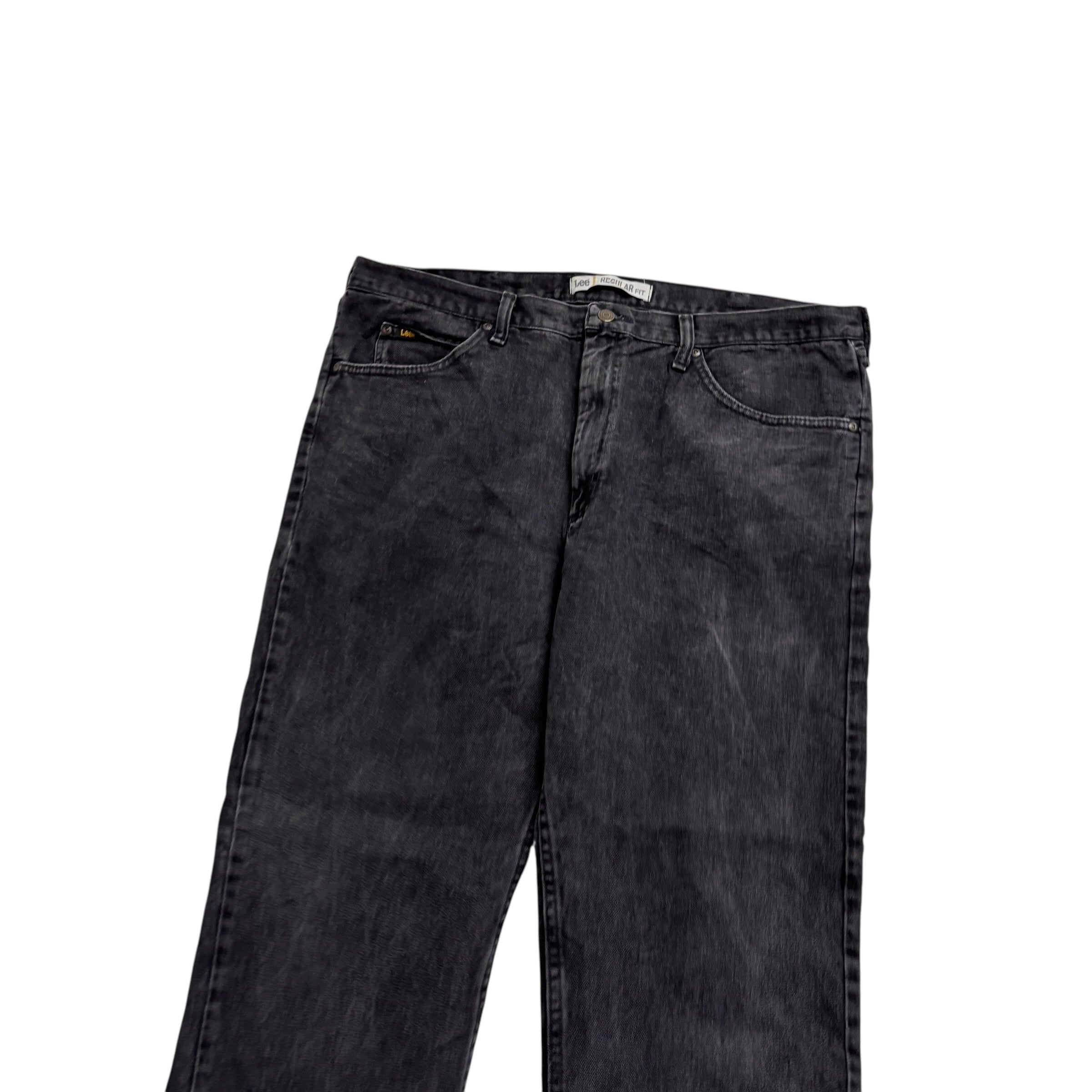 Lee Jeans W42 L32 Mens Black Regular Straight Fit Vintage Denim