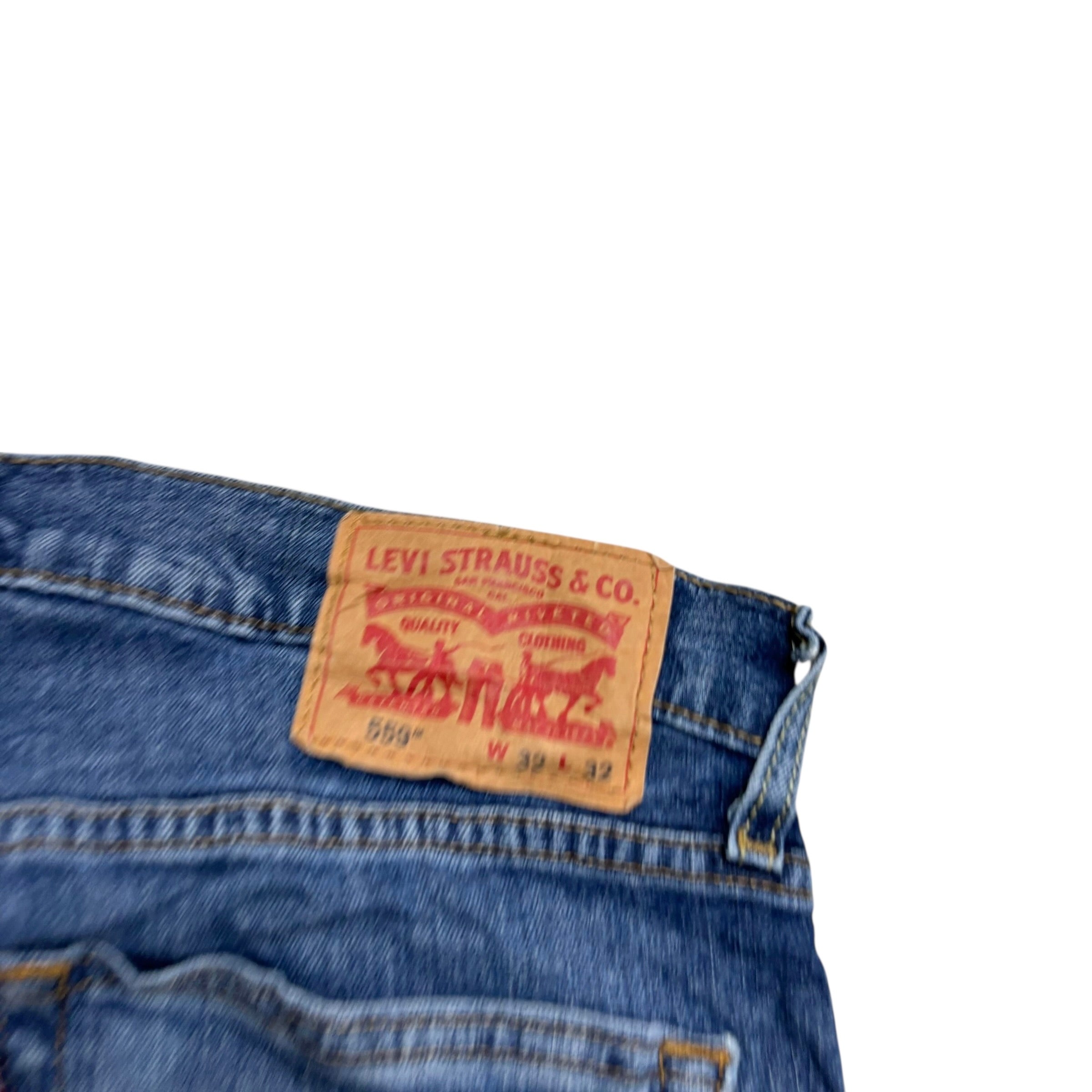 Levis 559 Jeans W32 L31 Mens Mid Blue Regular Straight Fit Denim (E)