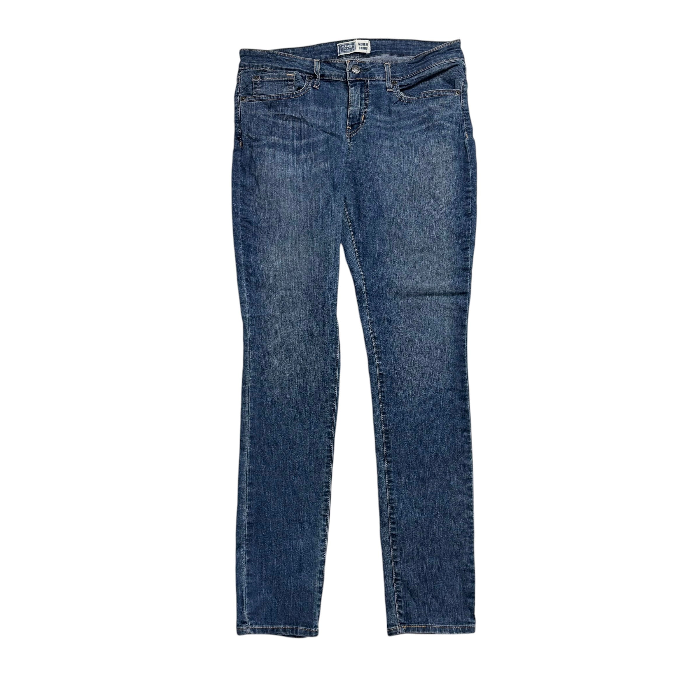 Levis Signature Jeans W34 L34 Womens Skinny Fit Mid Blue Stretch Denim (E)