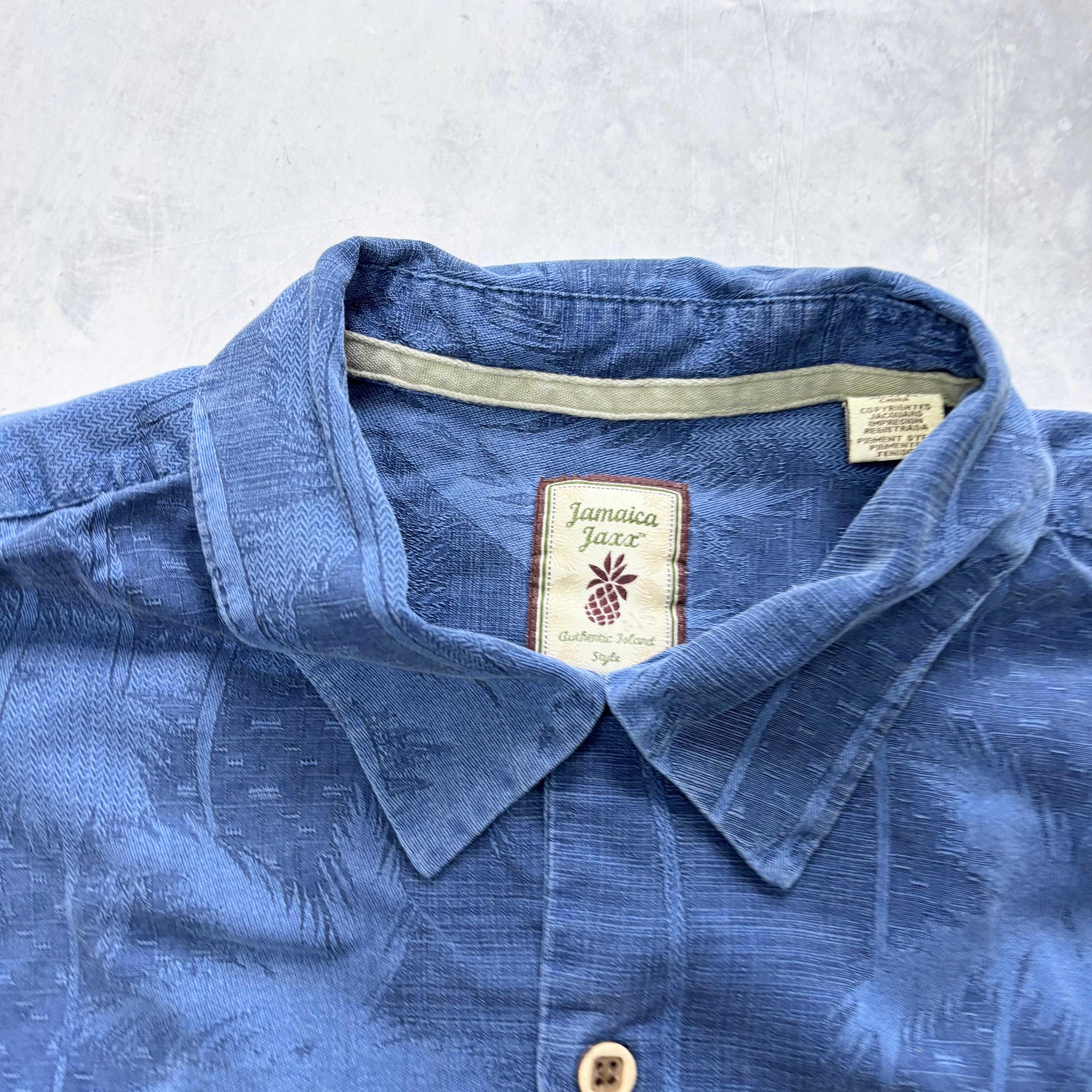 Vintage Hawaiian Shirt Mens XL Blue Floral Aloha Short Sleeve Silk (E)