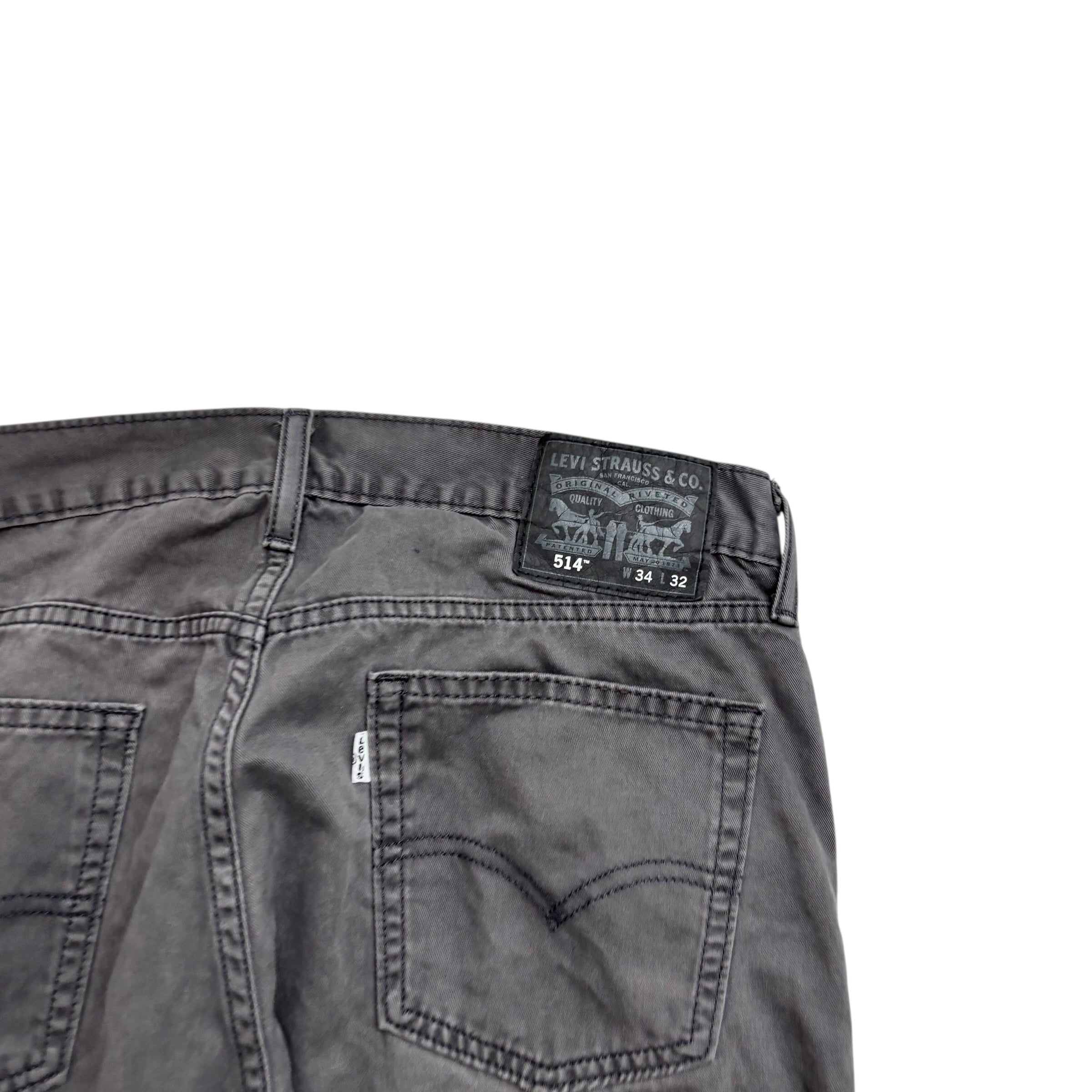 Levis 514 Trousers W34 L32 Mens Grey Regular Straight Fit Vintage Pants