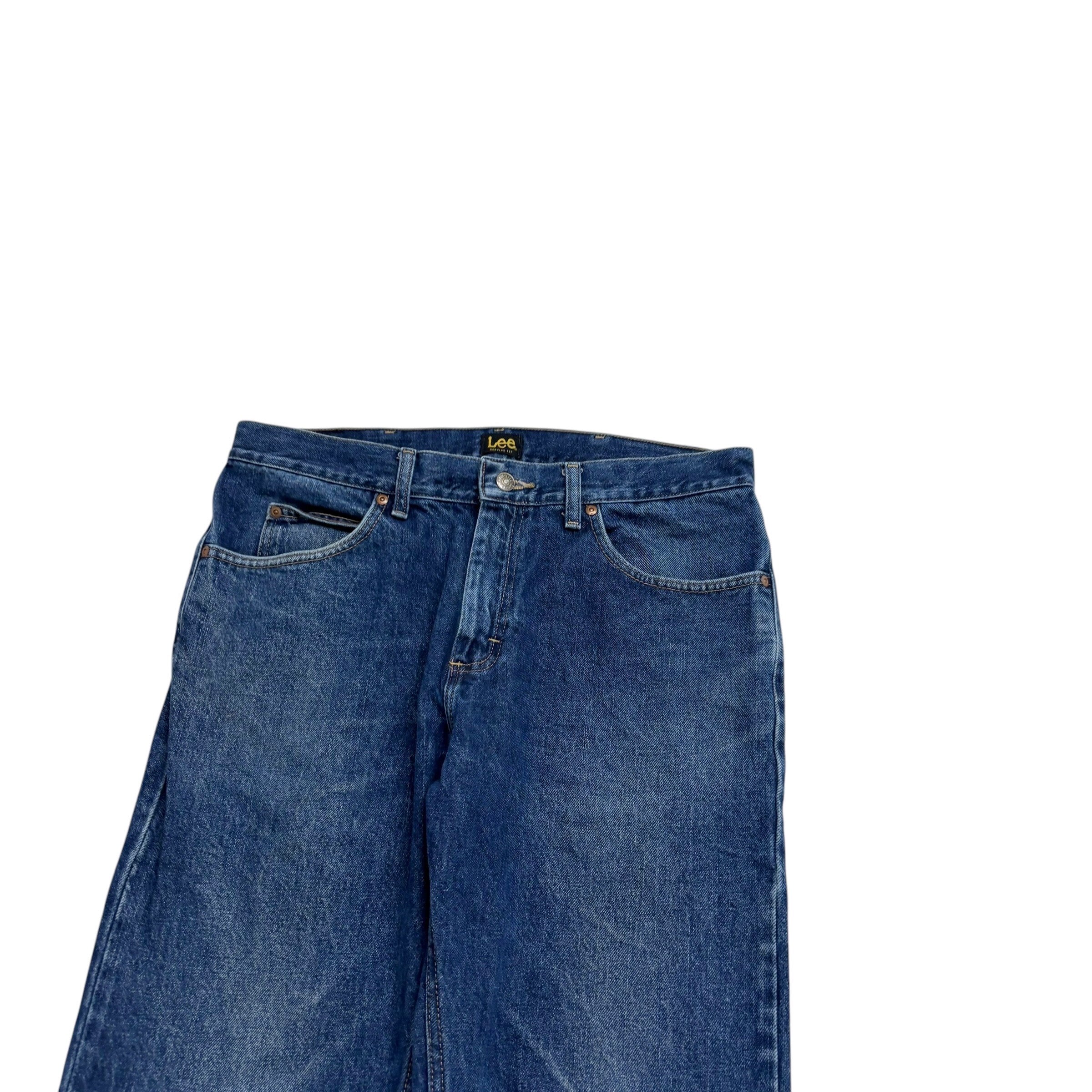 Lee Jeans W34 L30 Mens Mid Blue Regular Straight Fit Denim