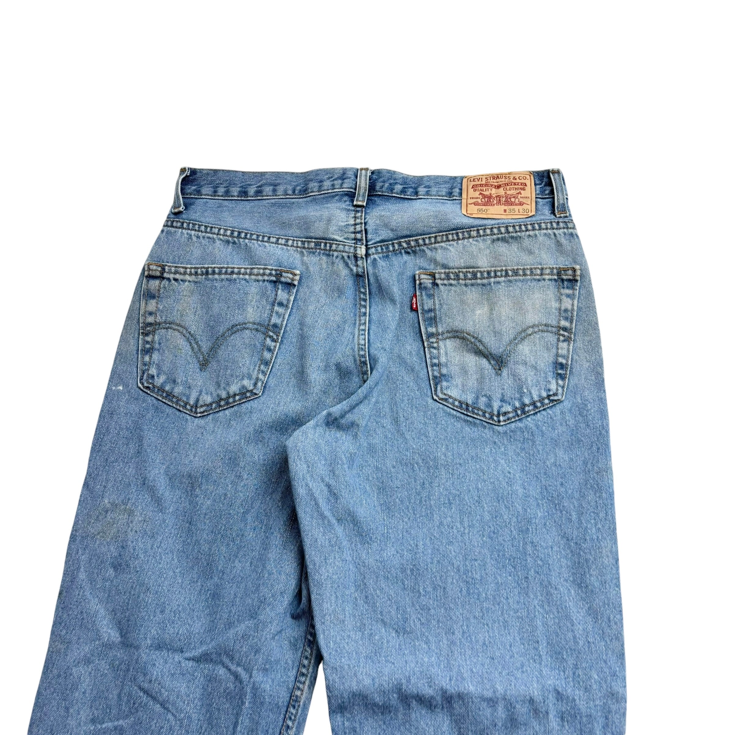 Levis 550 Jeans W35 L30 Mens Mid Blue Baggy Relaxed Straight Fit Vintage Denim