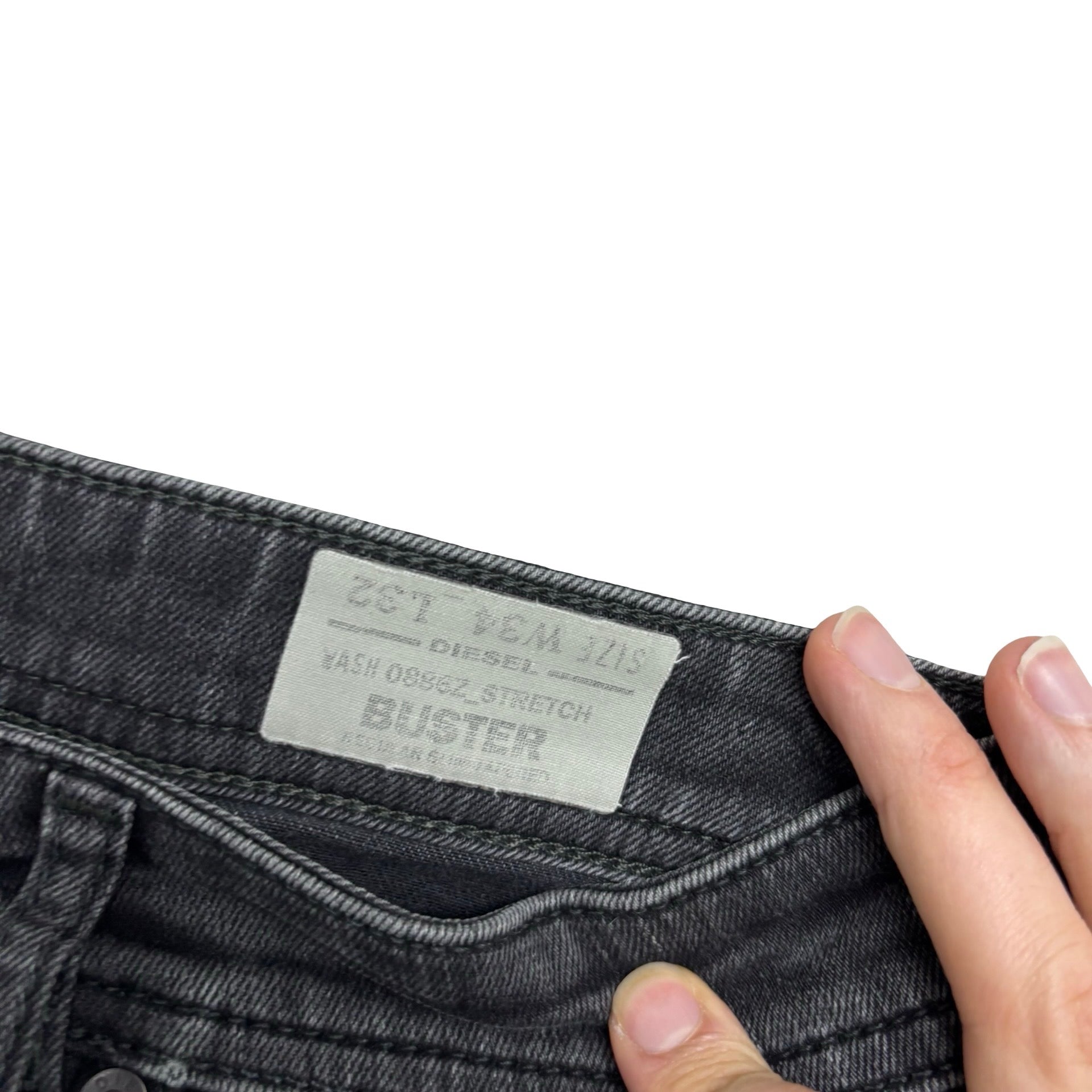 Diesel Buster Jeans W34 L31 Mens Black Slim Tapered Fit Stretch Denim