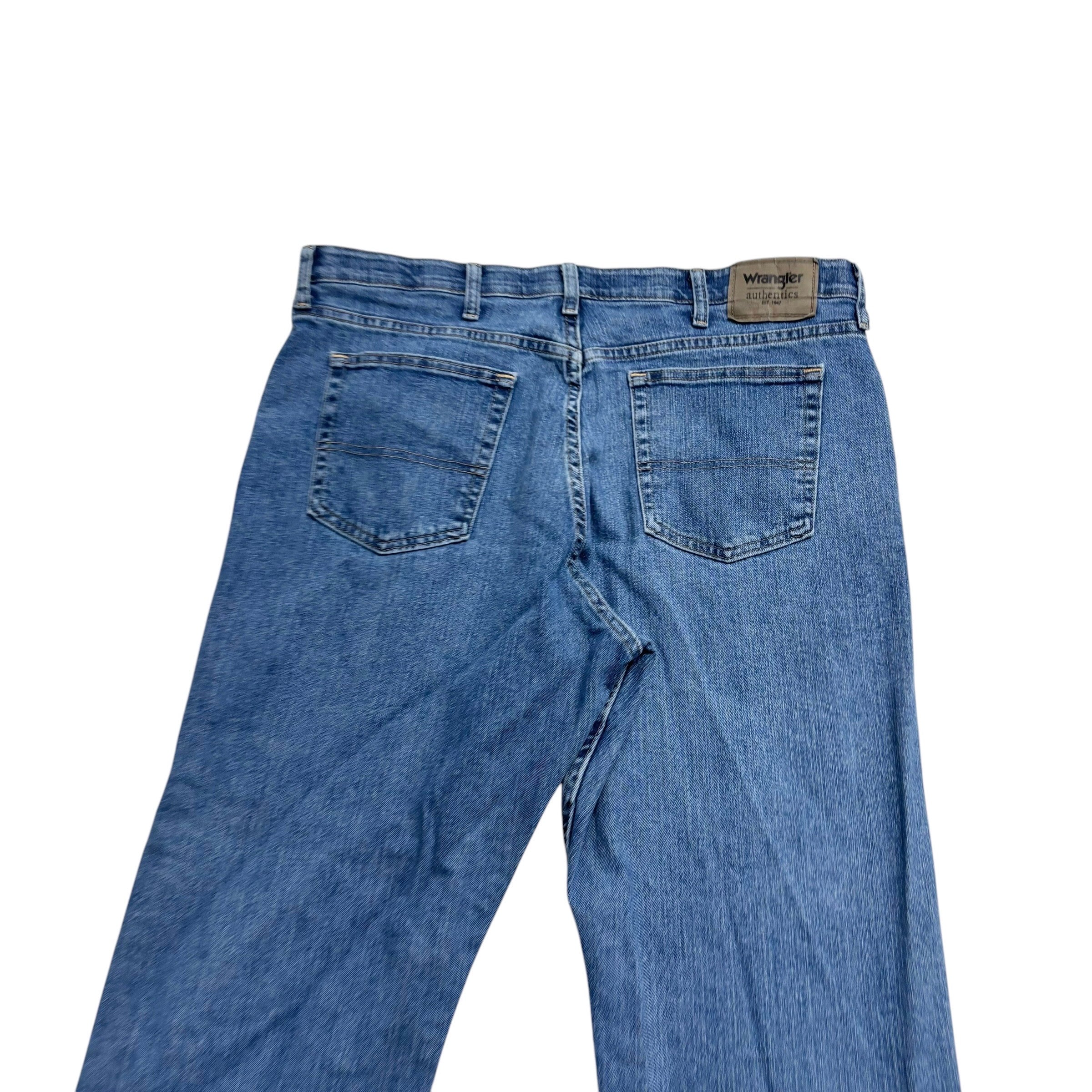 Wrangler Jeans W36 L30 Mens Mid Blue Relaxed Straight Fit Stretch Denim (F)