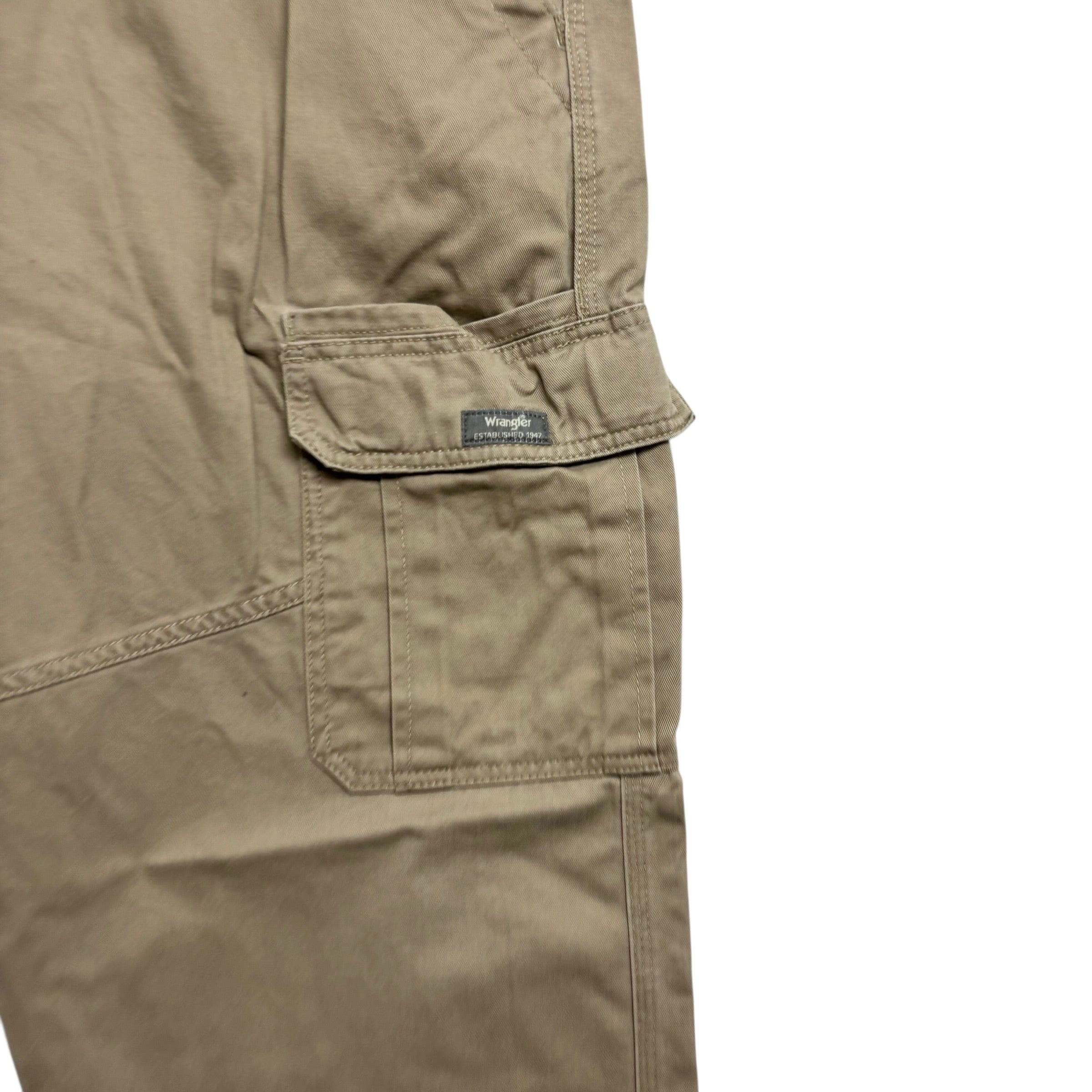 Wrangler Cargo Trousers W40 L30 Mens Beige Relaxed Straight Fit Pants (E)