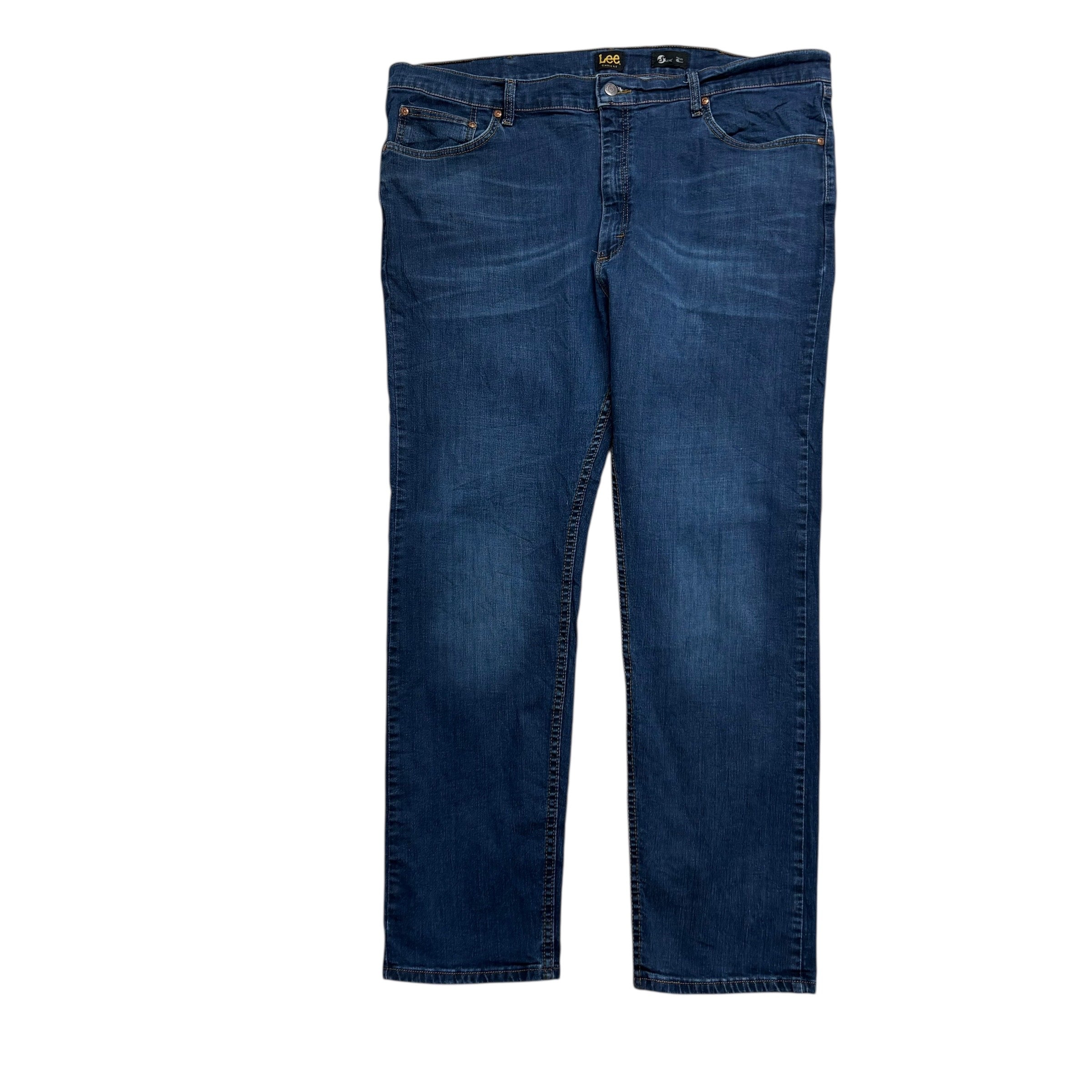 Lee Jeans W42 L32 Mens Dark Blue Regular Straight Classic Fit Stretch Denim