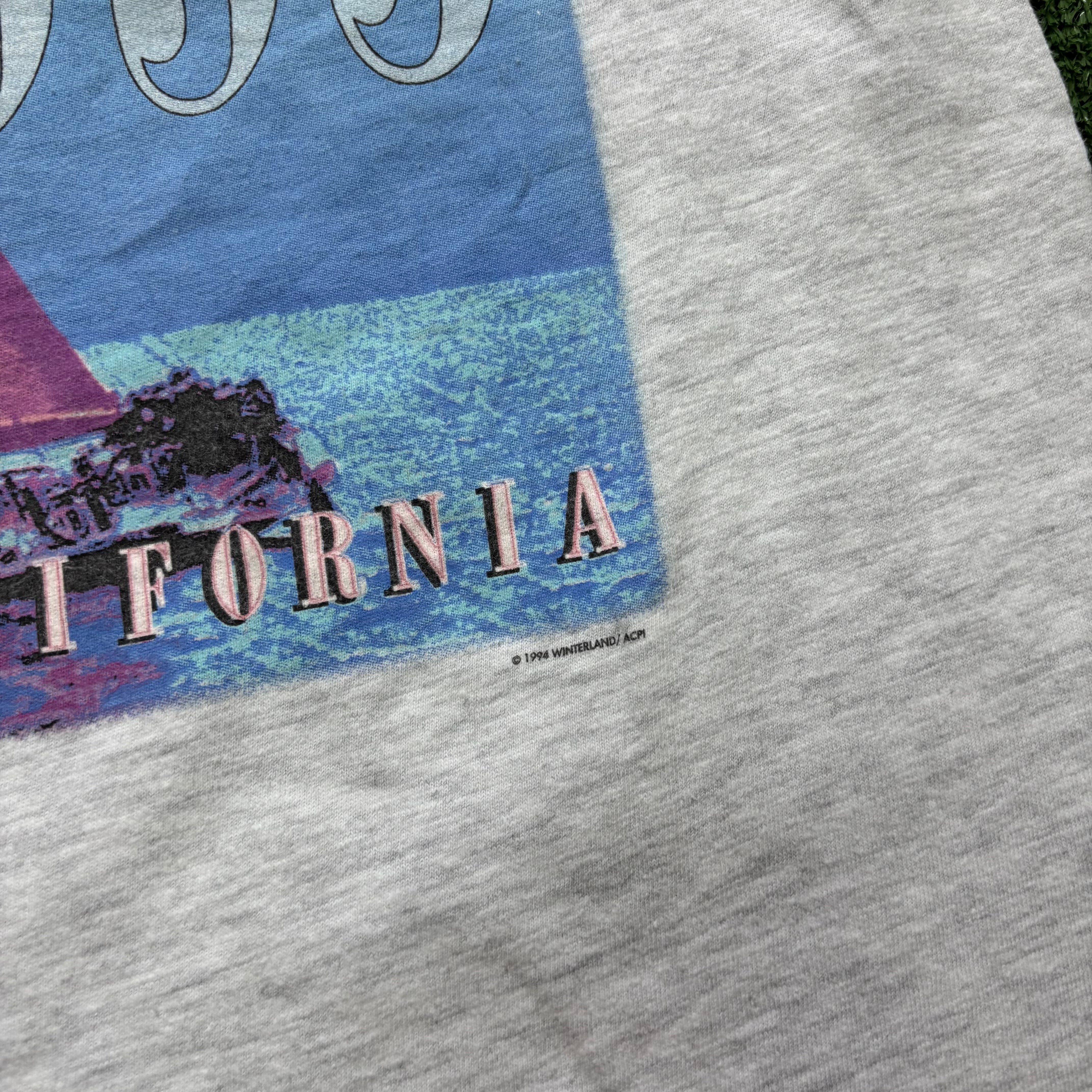 Vintage T Shirt Mens Large Grey Single Stitch Graphic Print 90s Sailing (E)
