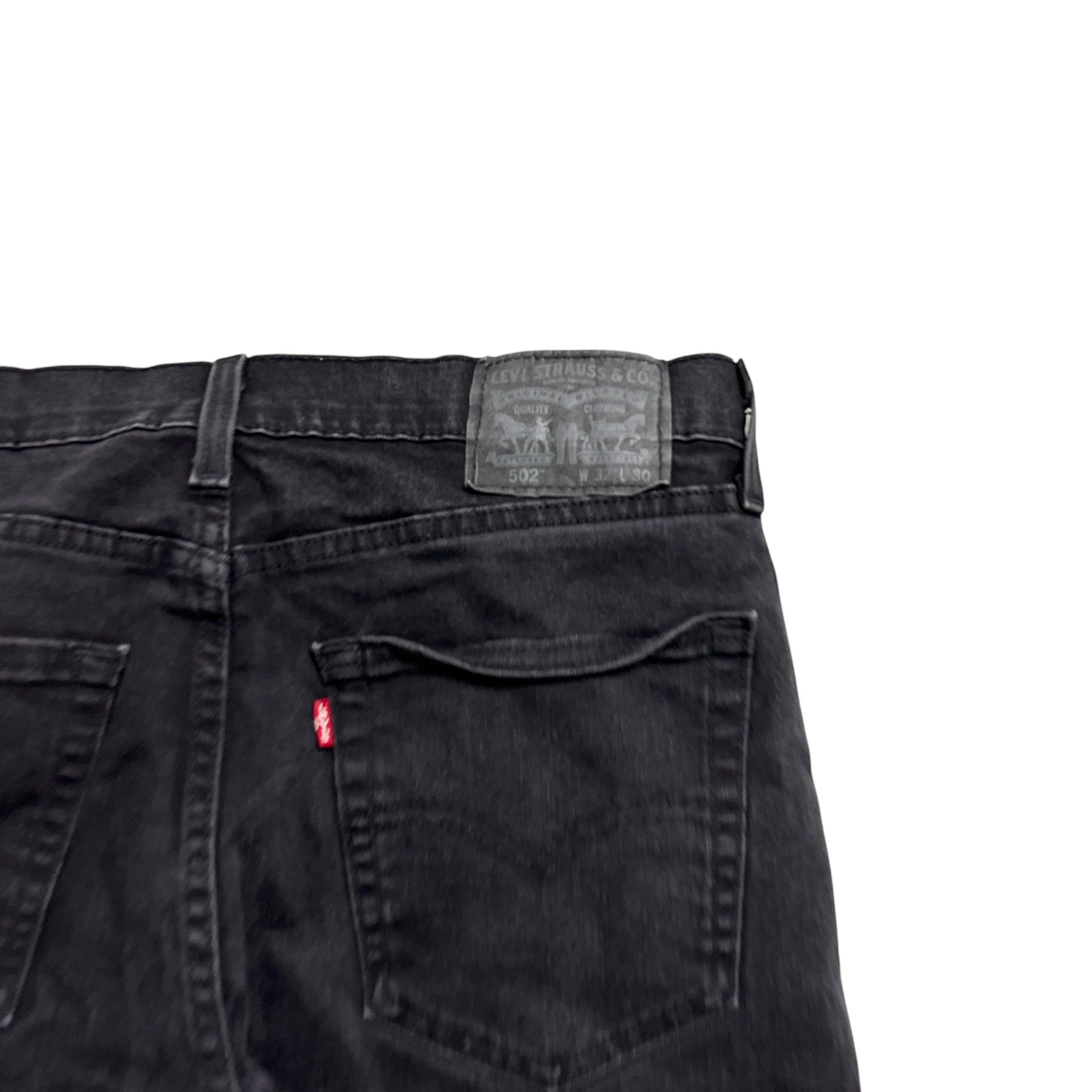 Levis 502 Jeans W32 L29 Mens Black Regular Tapered Fit Stretch Denim (F)