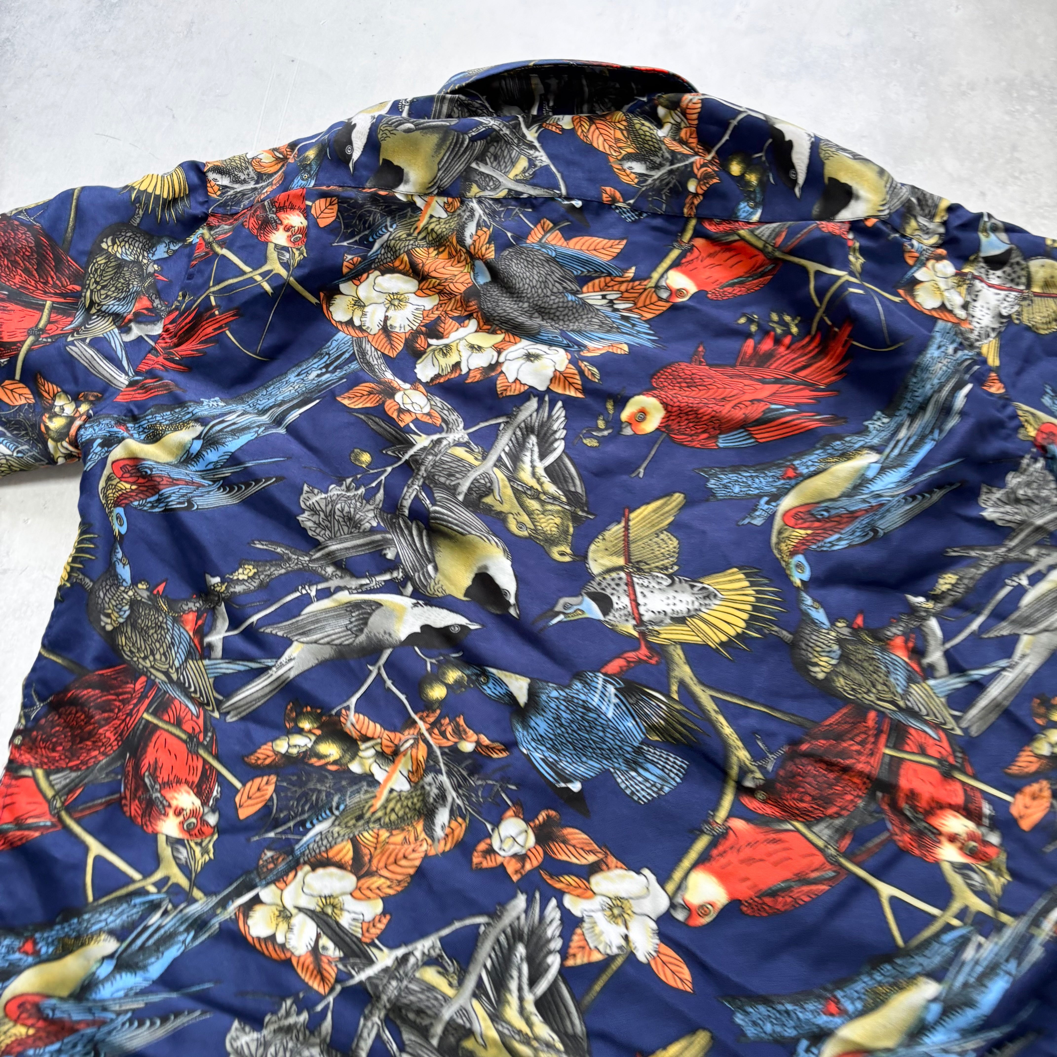 Hawaiian Shirt Mens Medium Blue Floral Aloha Short Sleeve Cotton (E)