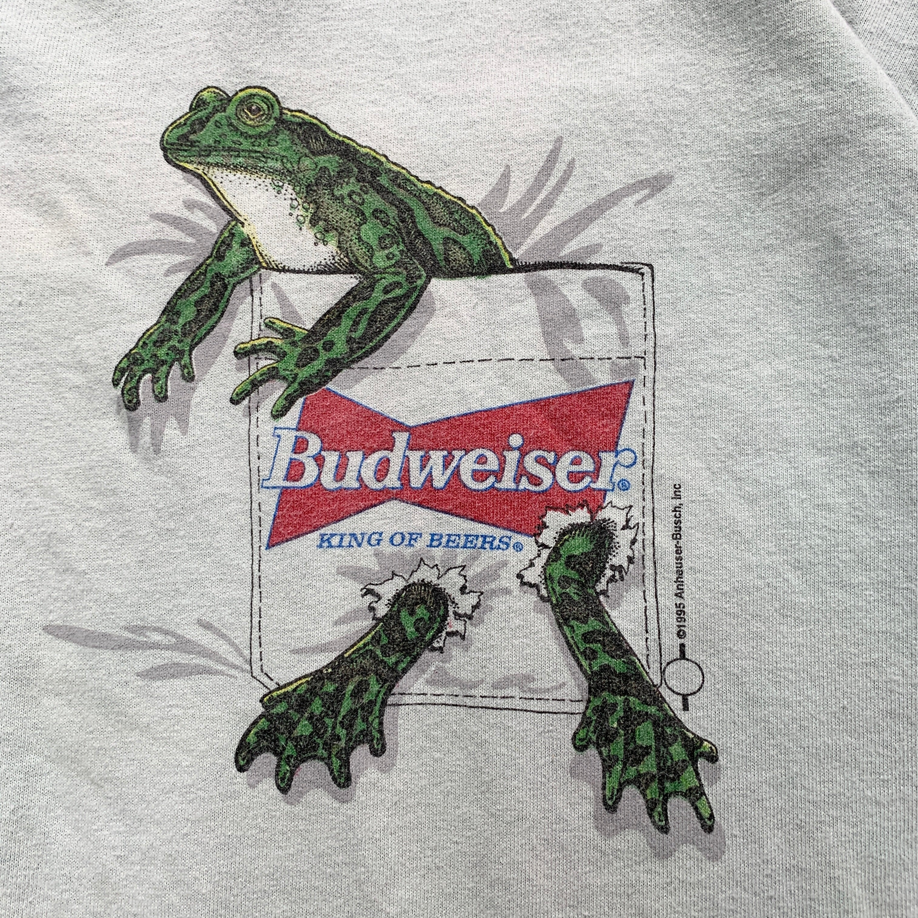 Vintage T Shirt Mens XL Green Single Stitch Graphic Print 90s Budweiser Beer