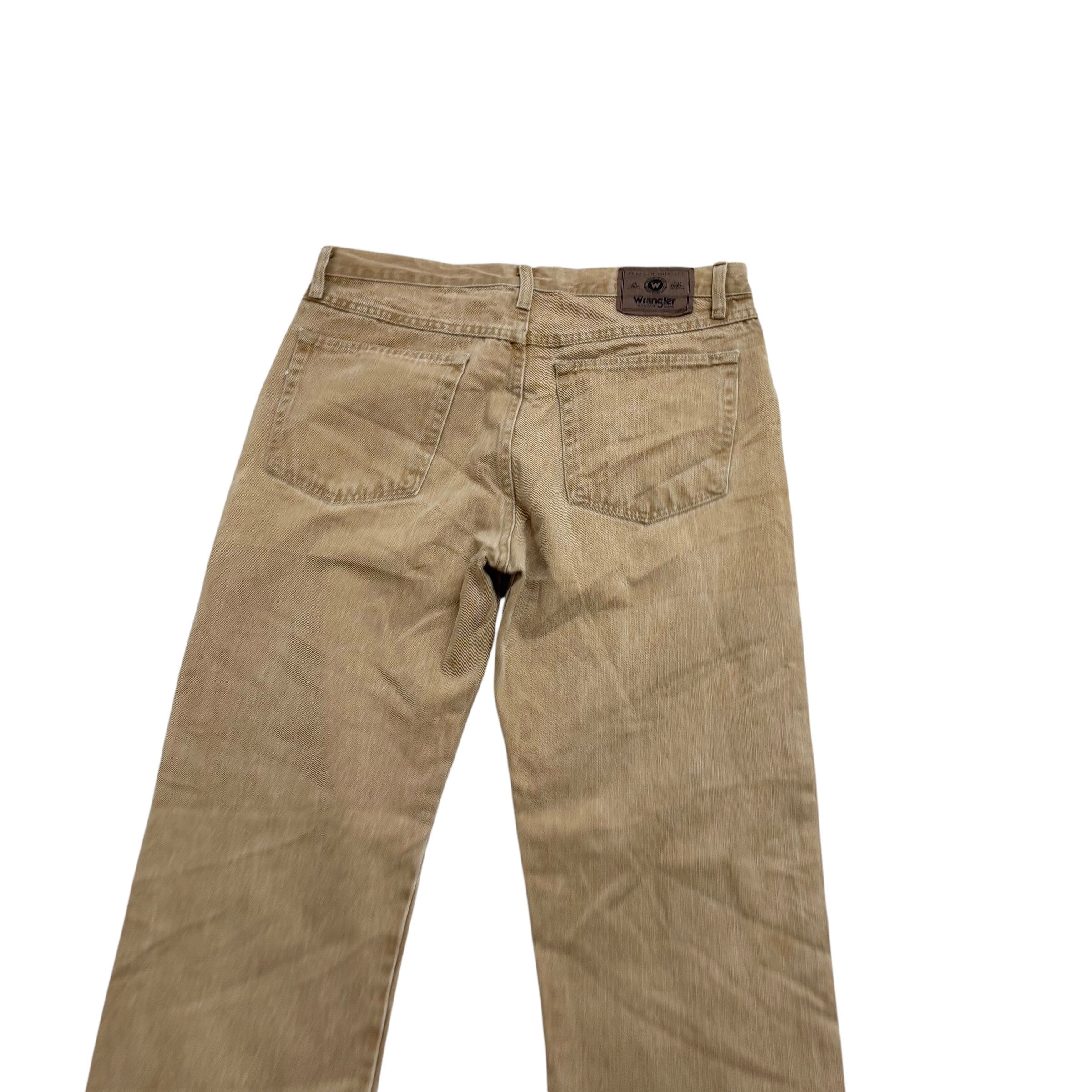 Wrangler Jeans W32 L32 Mens Beige Tan Regular Straight Fit Denim