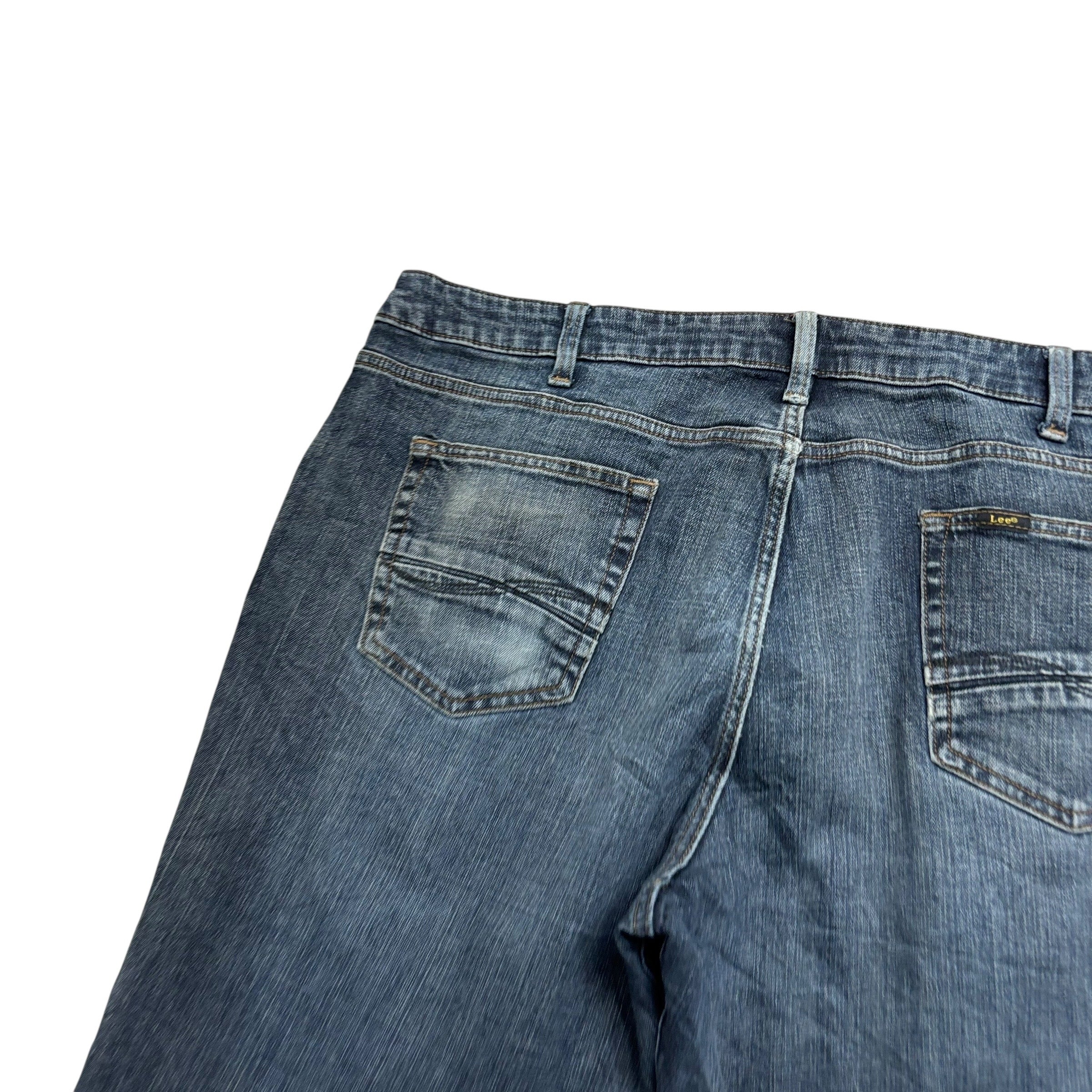 Lee Jeans W42 L29 Mens Mid Blue Regular Straight Fit Stretch Denim