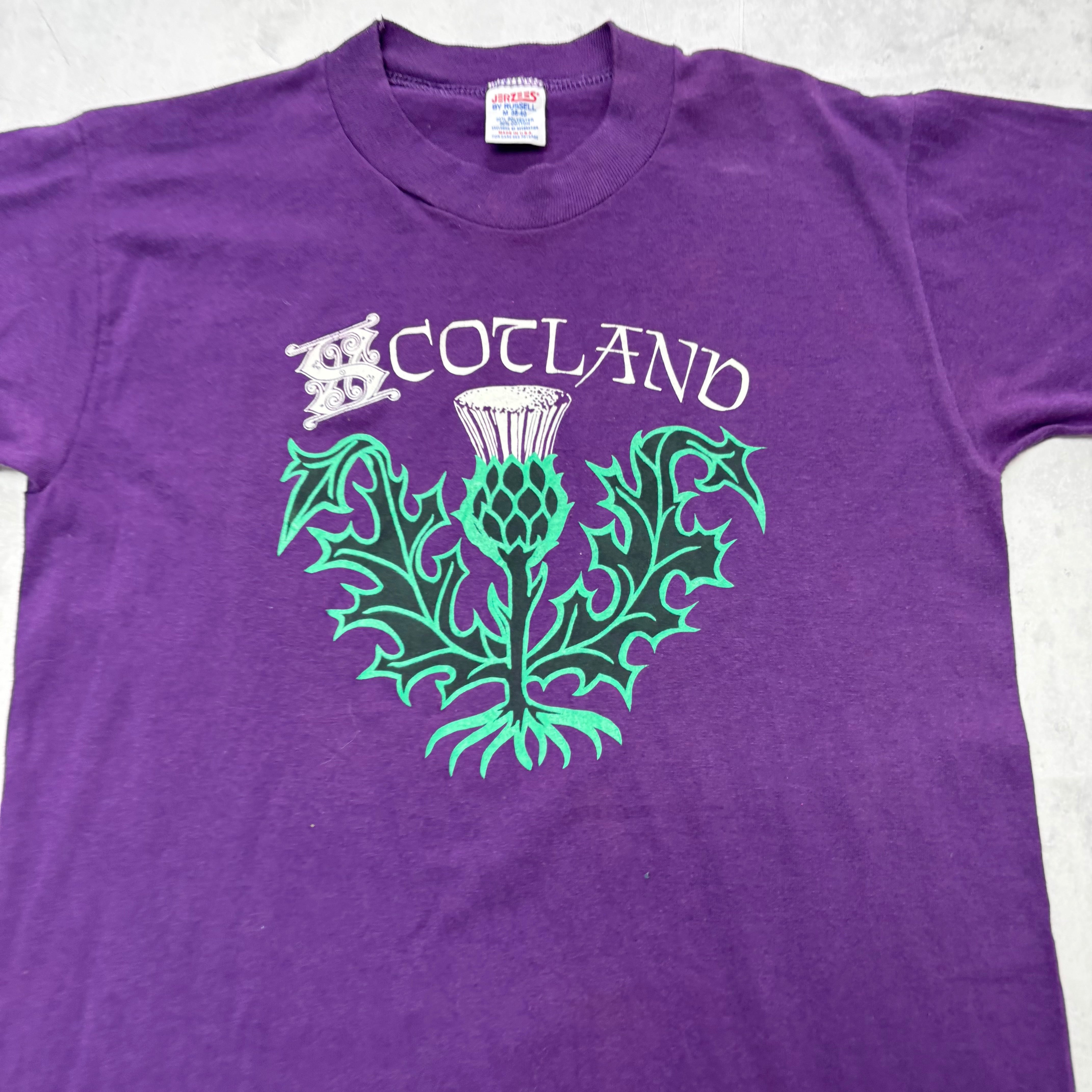 Vintage T Shirt Mens Small Purple Single Stitch Graphic Print 80s Tourist (E)