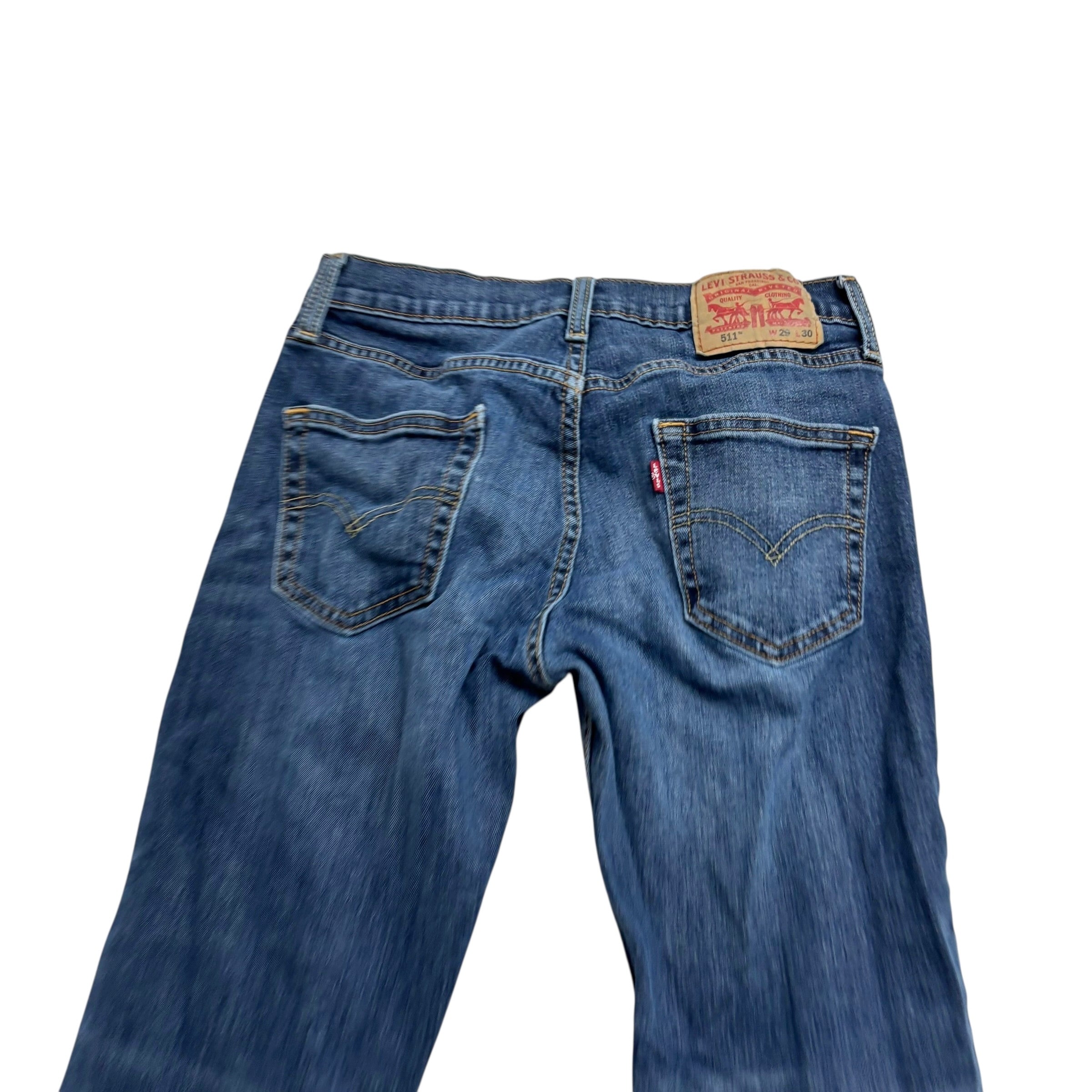 Levis 511 Jeans W28 L30 Mens Mid Blue Slim Fit Stretch Denim (F)