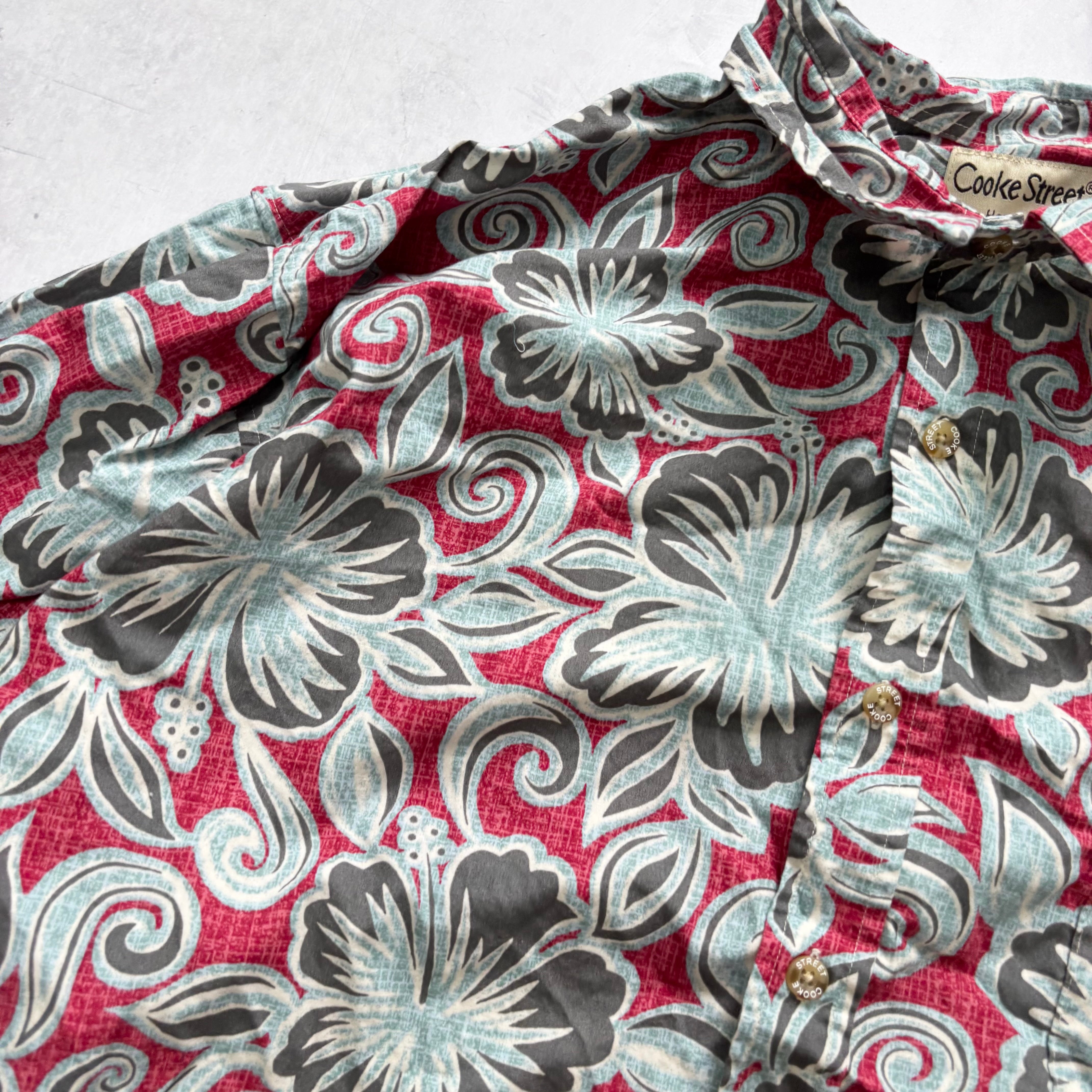 Vintage Hawaiian Shirt Mens XXL Red Floral Aloha Short Sleeve Cotton (E)