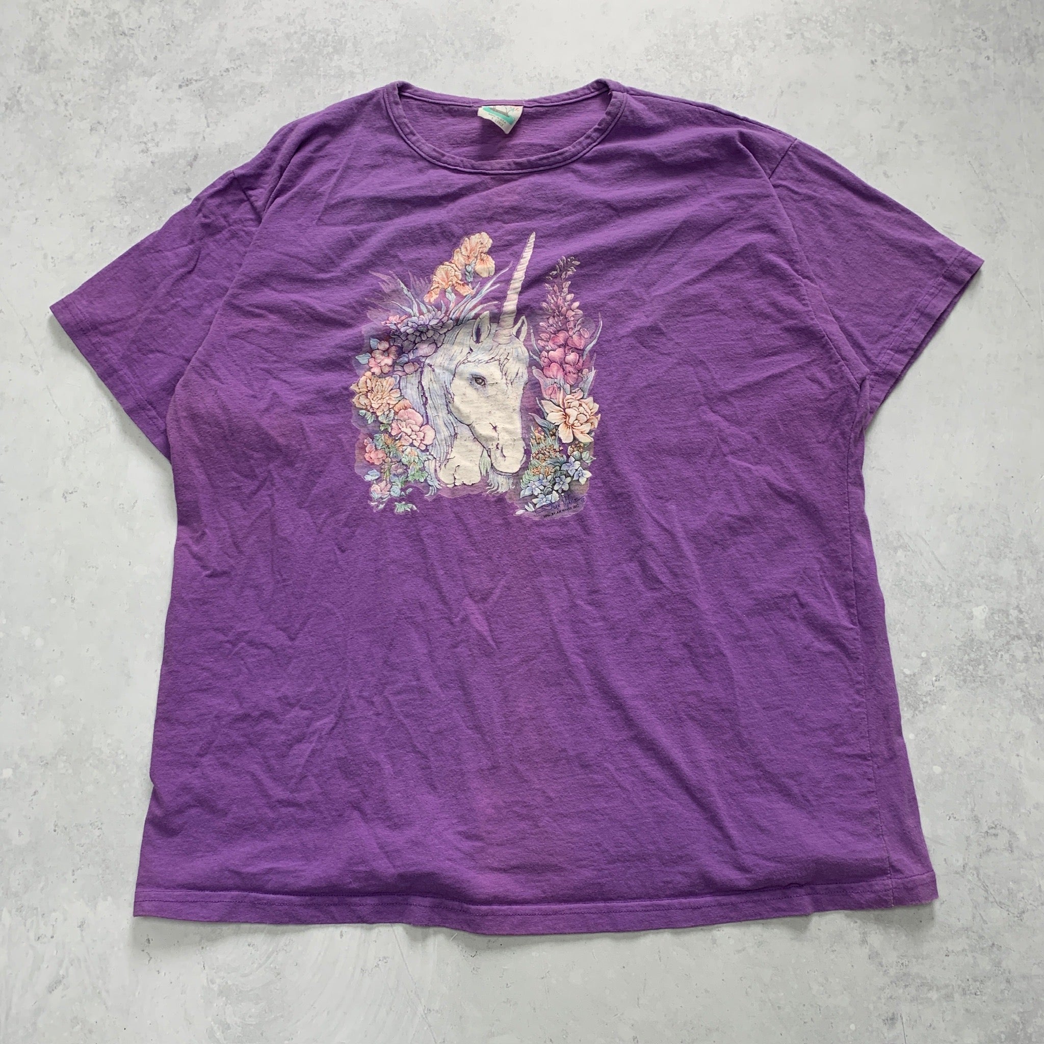 Vintage T Shirt Mens XL Purple Graphic Print 90s Horse Animal Nature