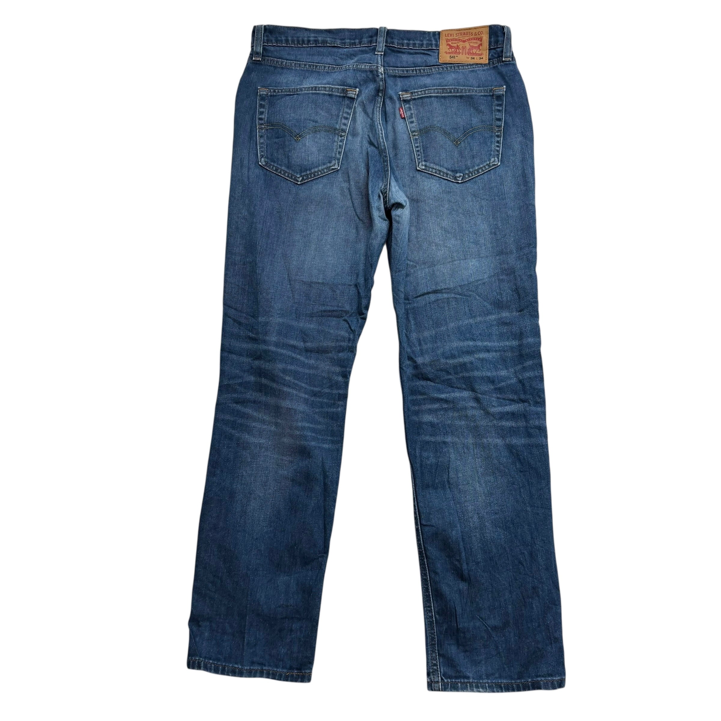 Levis 541 Jeans W34 L33 Mens Mid Blue Athletic Tapered Fit Stretch Denim