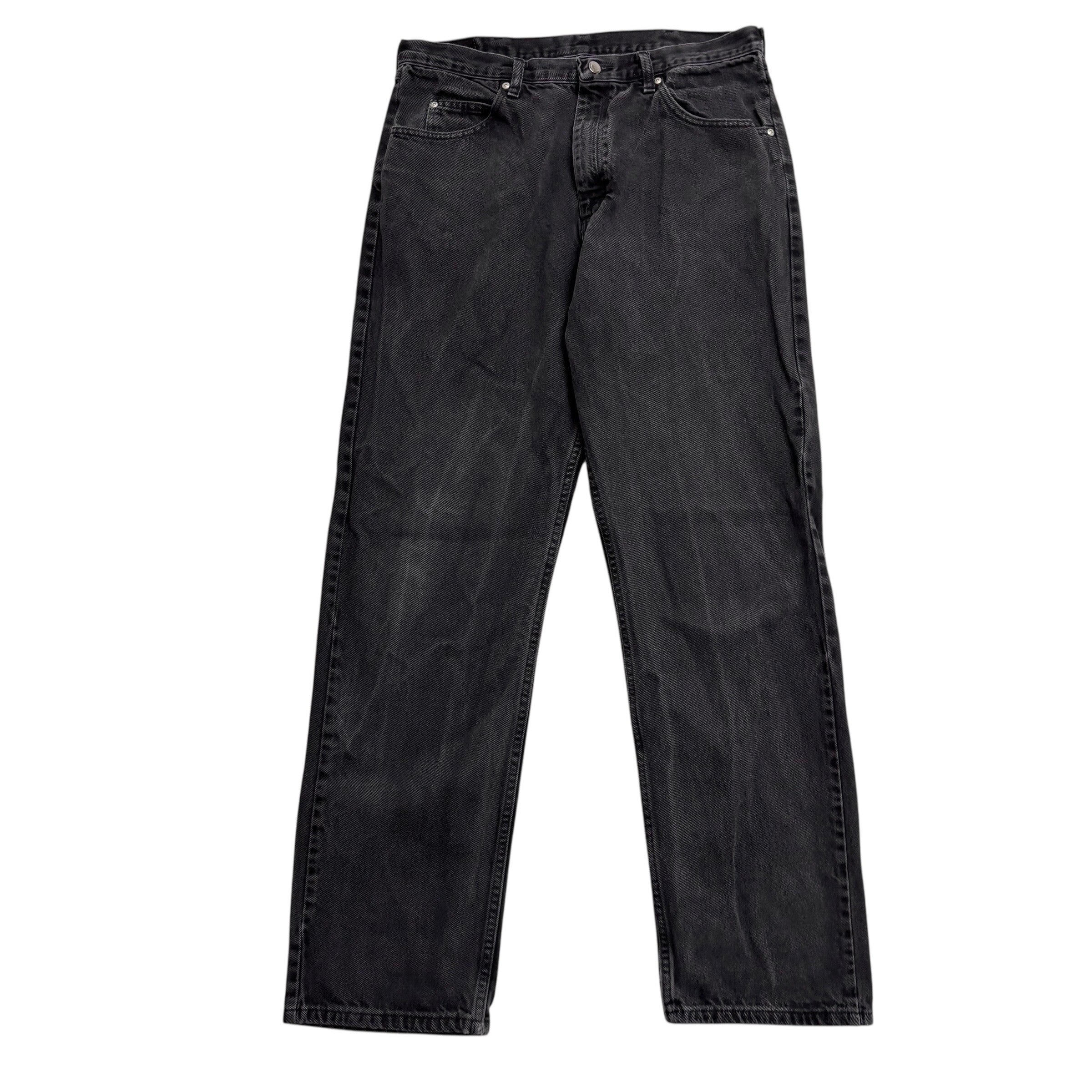 Wrangler Jeans W35 L34 Mens Black Relaxed Straight Fit Denim
