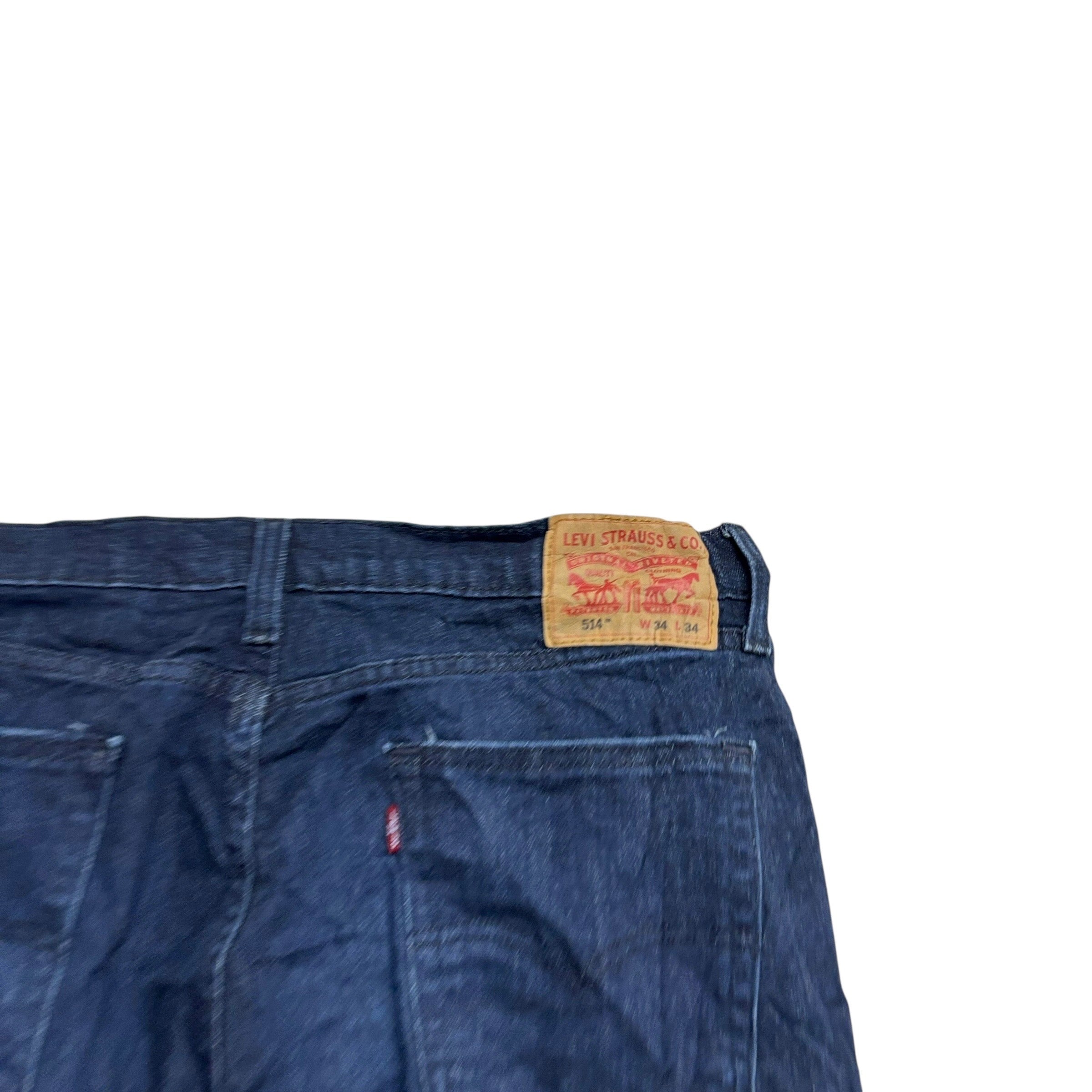 Levis 514 Jeans W34 L34 Mens Navy Blue Regular Straight Fit Denim