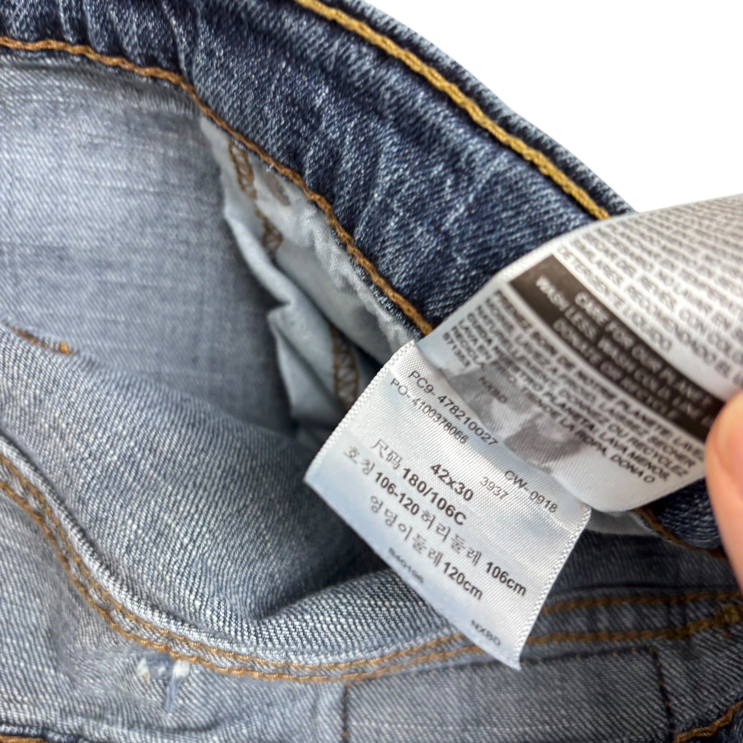 Levis Denizen Jeans W42 L30 Mens Mid Blue Relaxed Straight Fit Stretch Denim