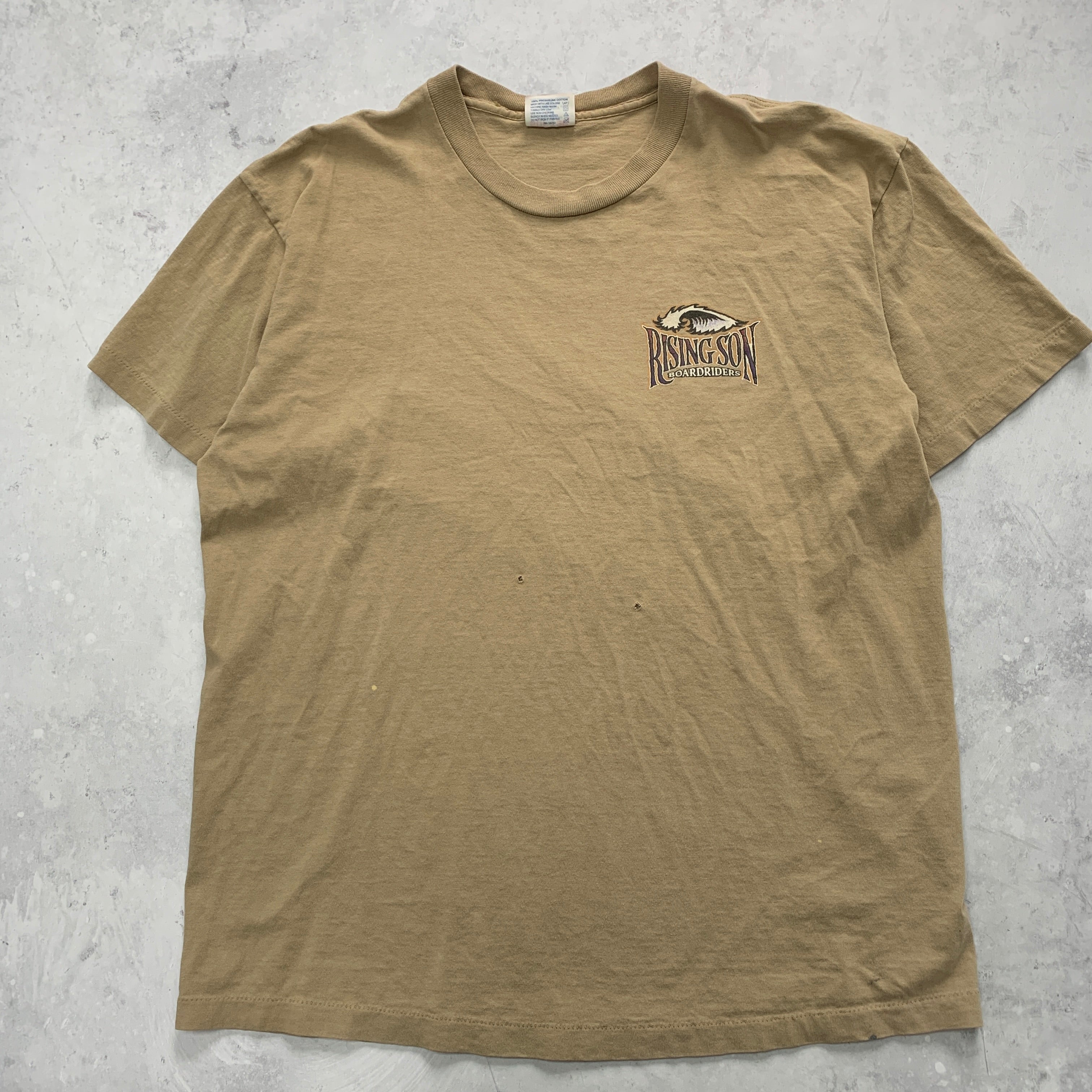 Vintage T Shirt Mens XL Tan Single Stitch Graphic Print 90s USA Surf