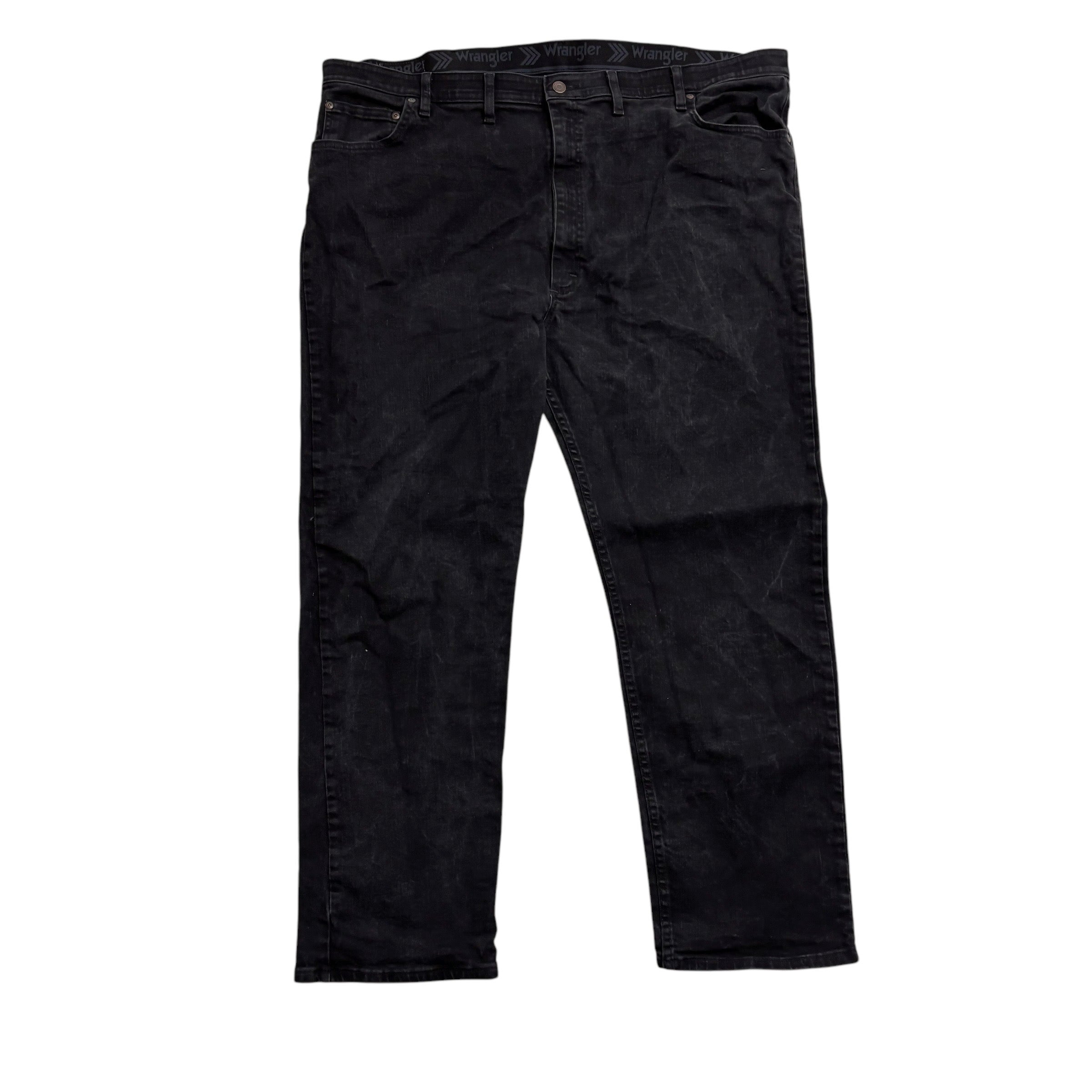 Wrangler Jeans W46 L30 Mens Black Regular Straight Fit Stretch Denim