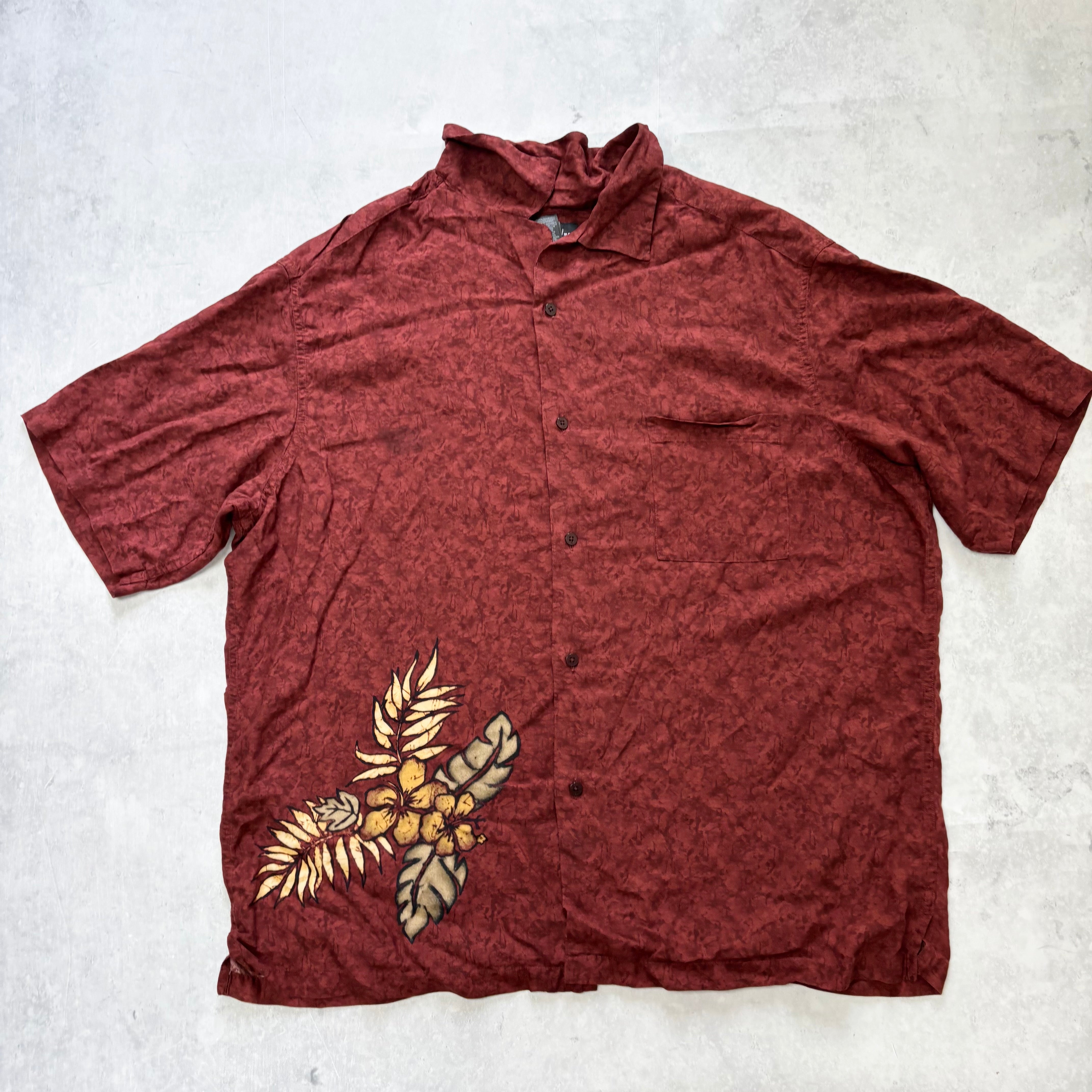 Hawaiian Shirt Mens XL Red Floral Aloha Short Sleeve Rayon (F)