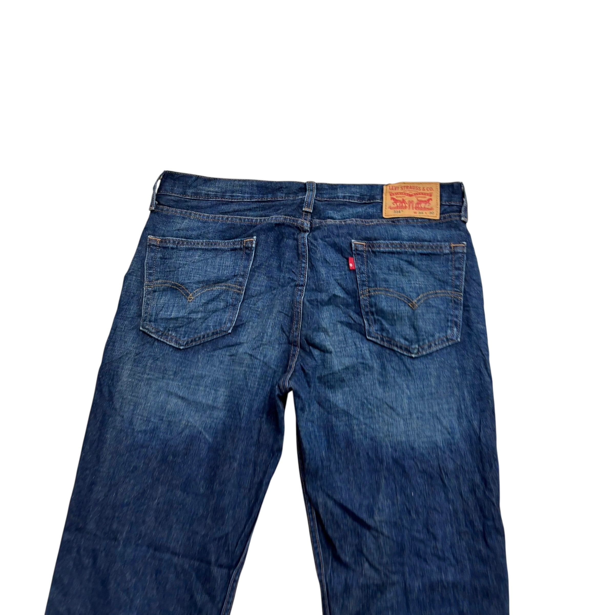 Levis 514 Jeans W34 L30 Mens Dark Blue Regular Straight Fit Denim (E)