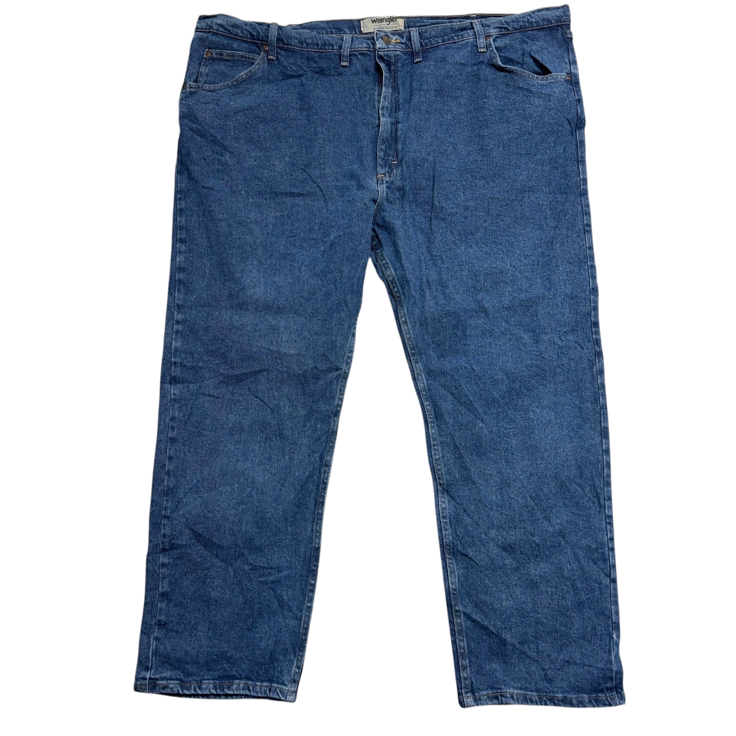 Wrangler Jeans W52 L30 Mens Mid Blue Regular Straight Fit Stretch Denim (E)