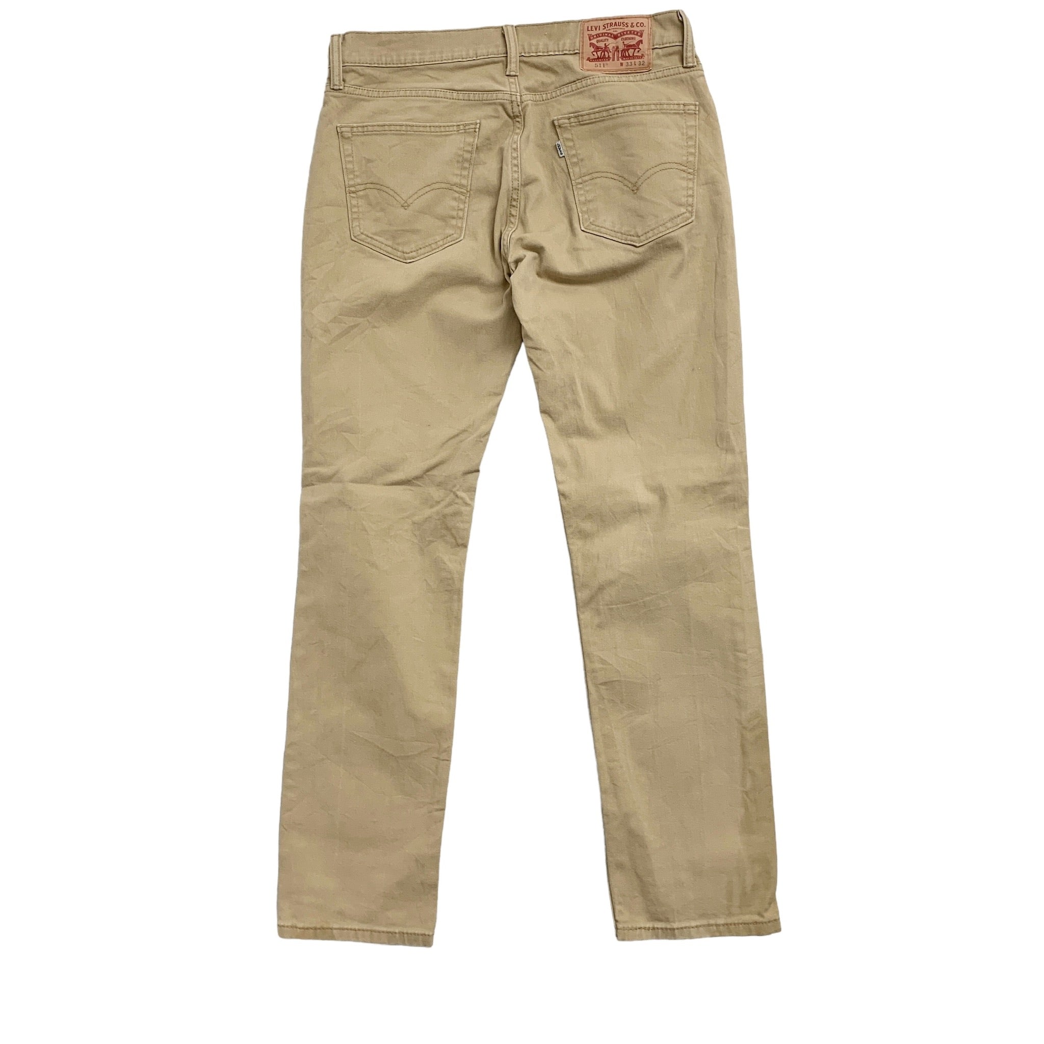 Levis 511 Trousers W33 L32 Mens Beige Tan Slim Fit Stretch Cotton Pants