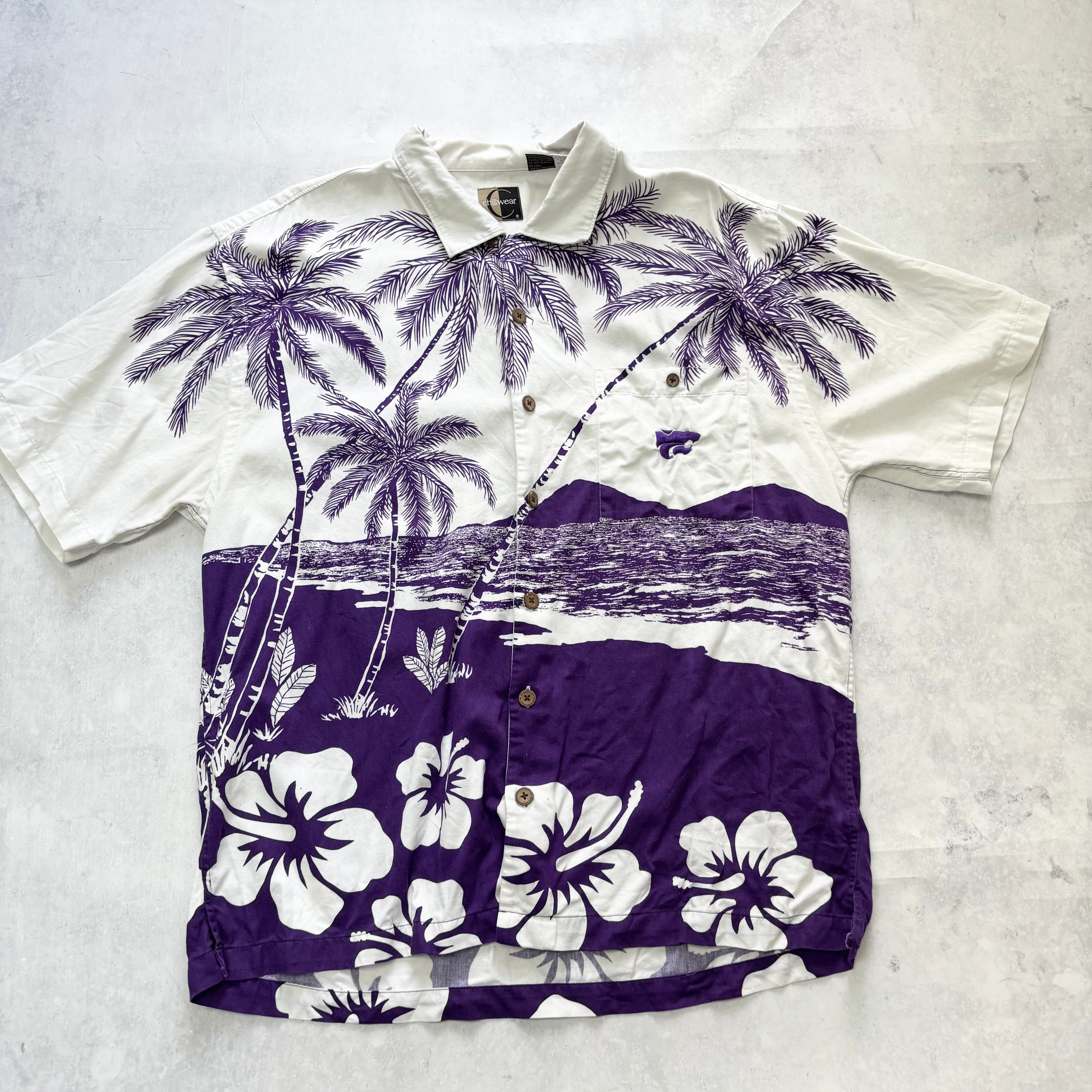 Vintage Hawaiian Shirt Mens Medium White Floral Aloha Short Sleeve Cotton (E)