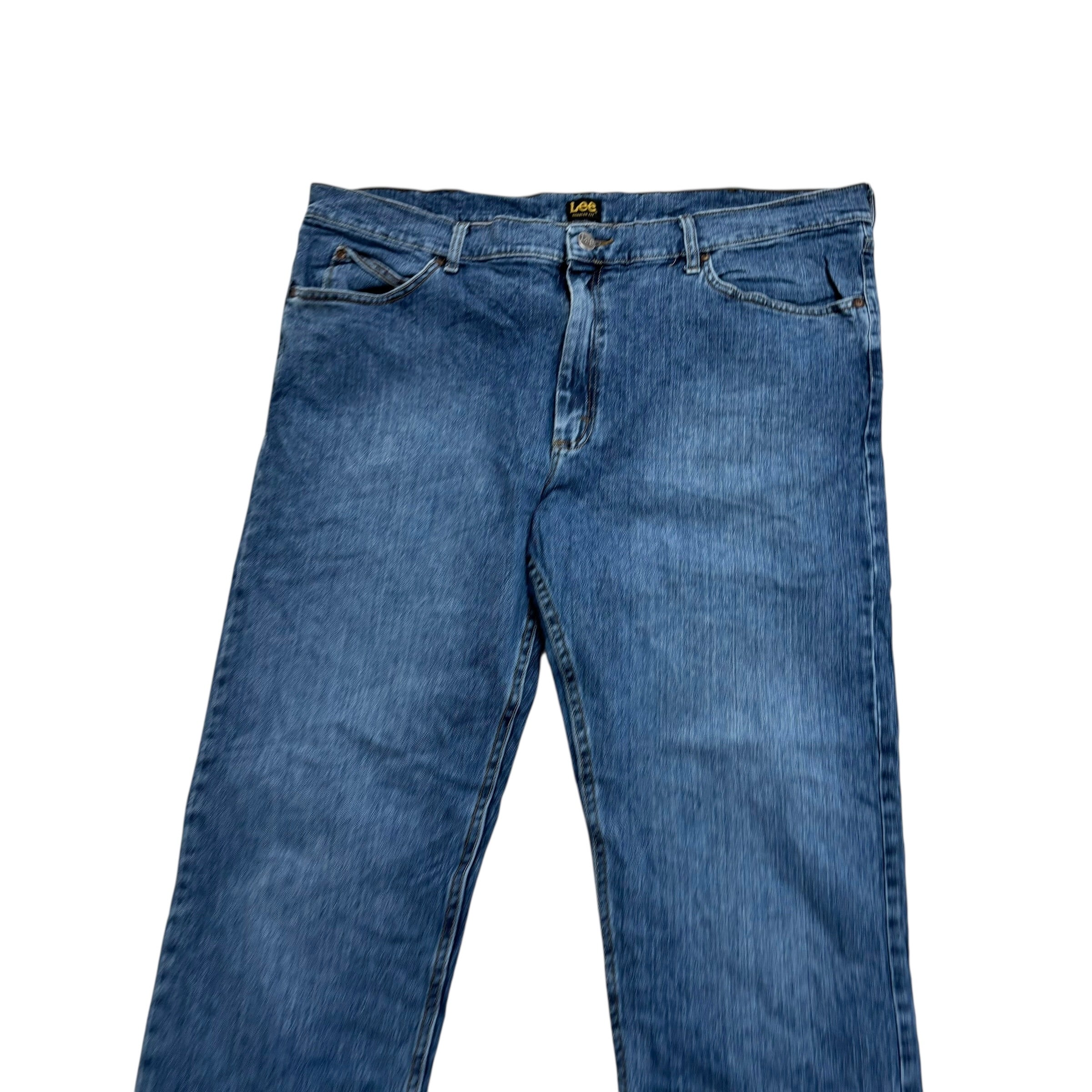 Lee Jeans W42 L32 Mens Mid Blue Regular Straight Fit Stretch Denim (E)