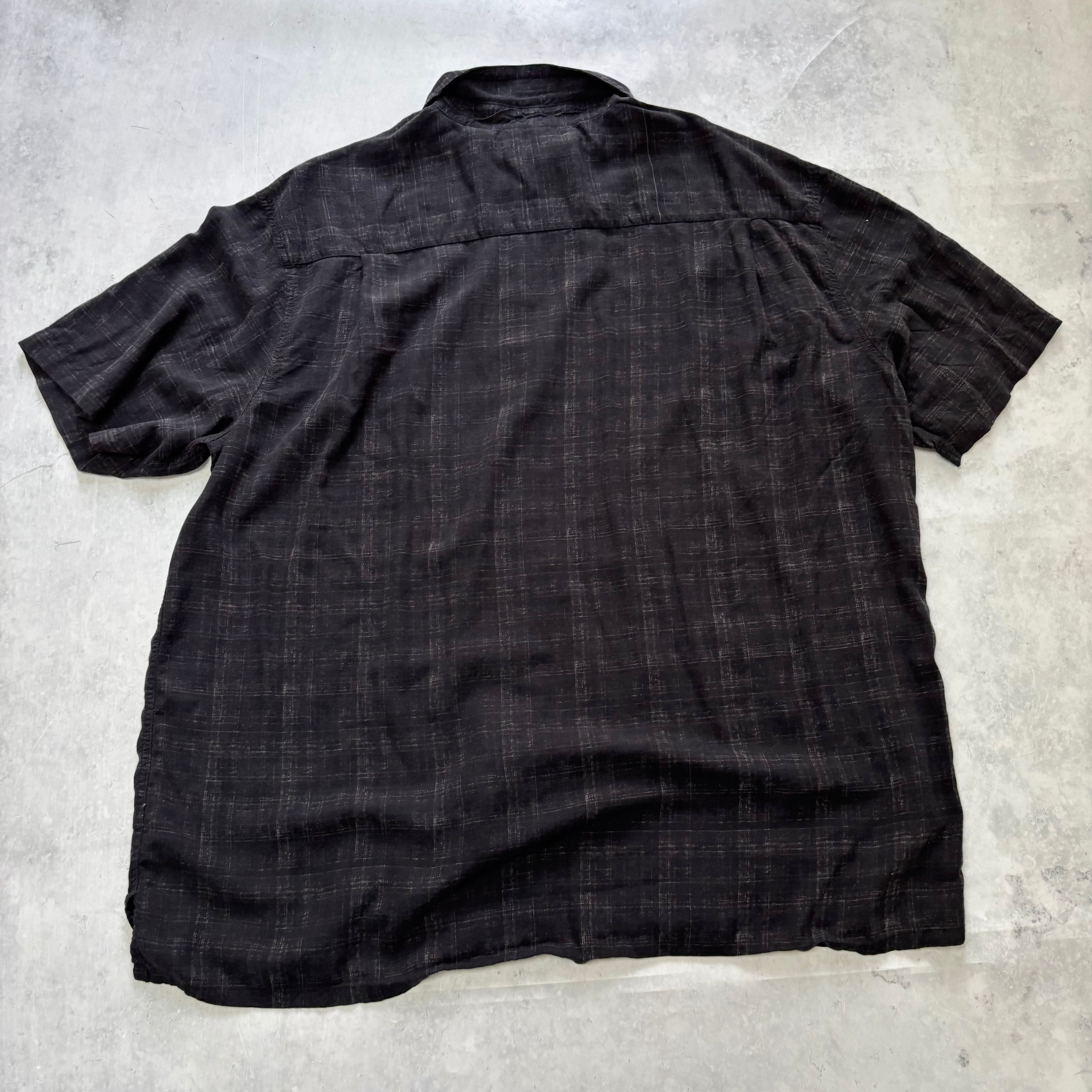 Vintage Hawaiian Shirt Mens XXL Black Floral Aloha Short Sleeve Rayon (E)