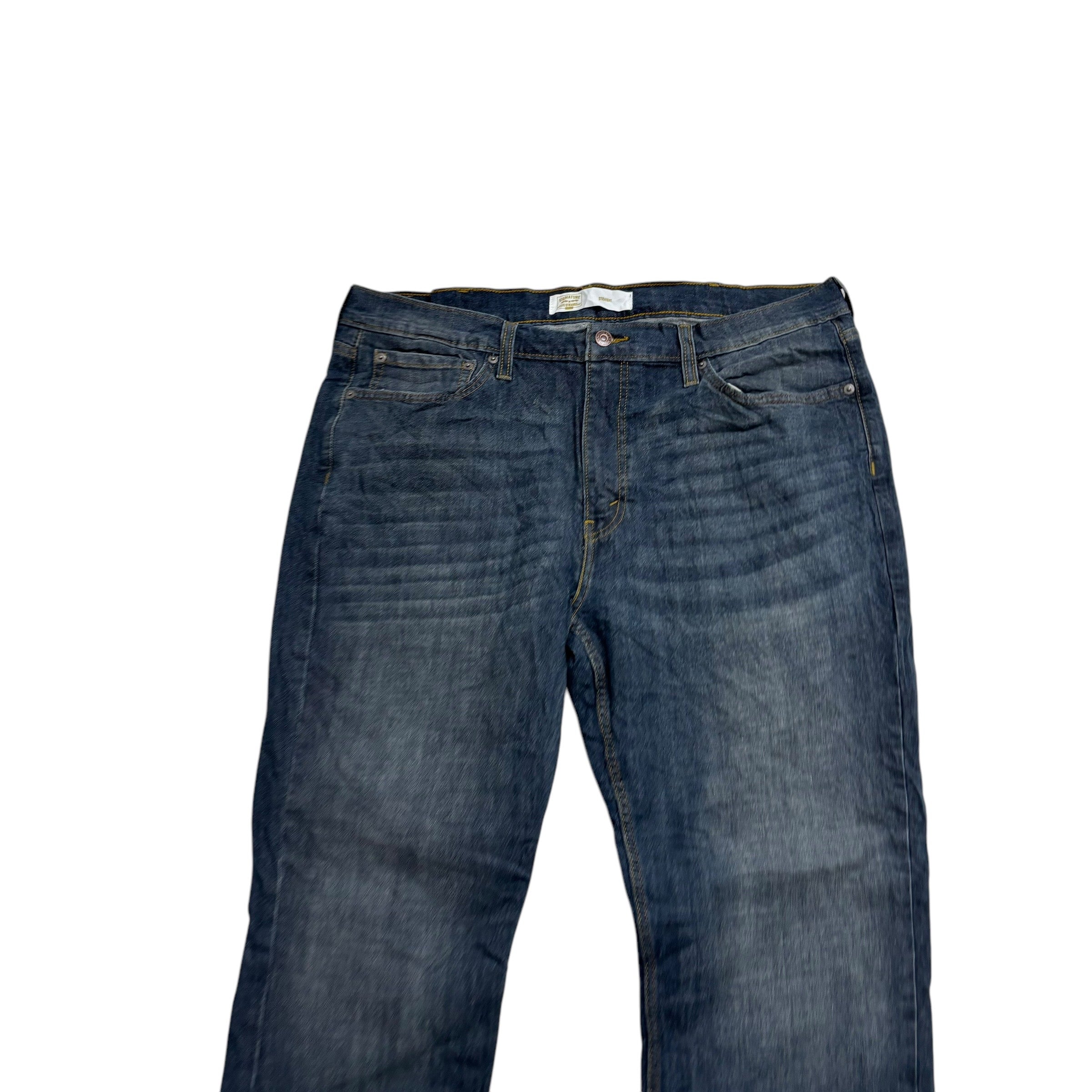 Levis Signature Jeans W38 L30 Mens Dark Blue Regular Straight Stretch Denim (E)