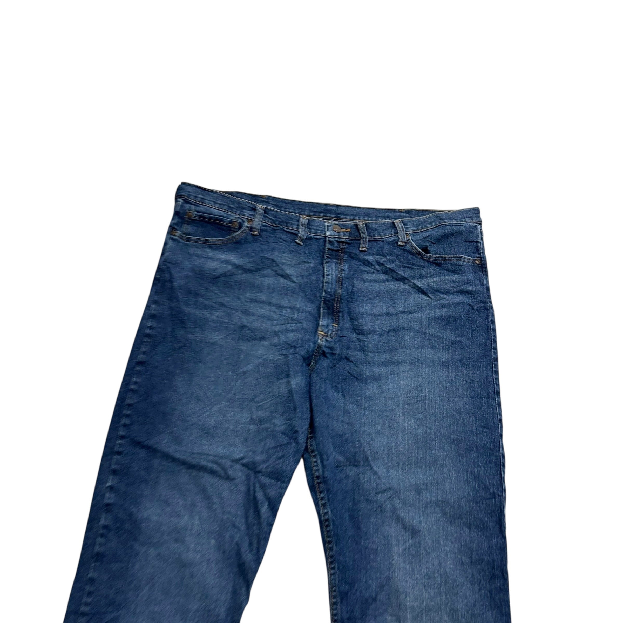 Wrangler Jeans W46 L30 Mens Dark Blue Relaxed Straight Fit Stretch Denim (E)