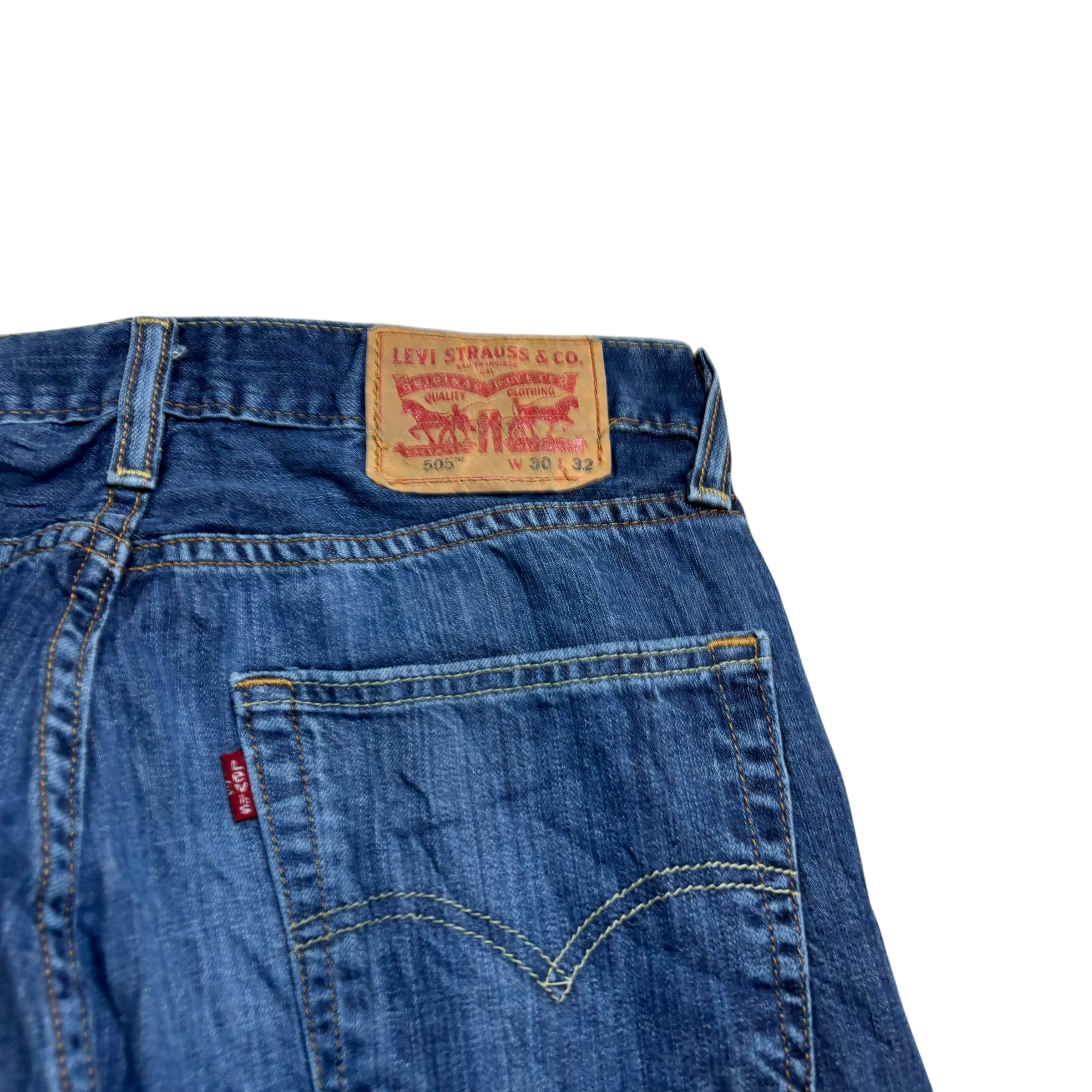 Levis 505 Jeans W30 L32 Mens Dark Blue Regular Straight Fit Denim