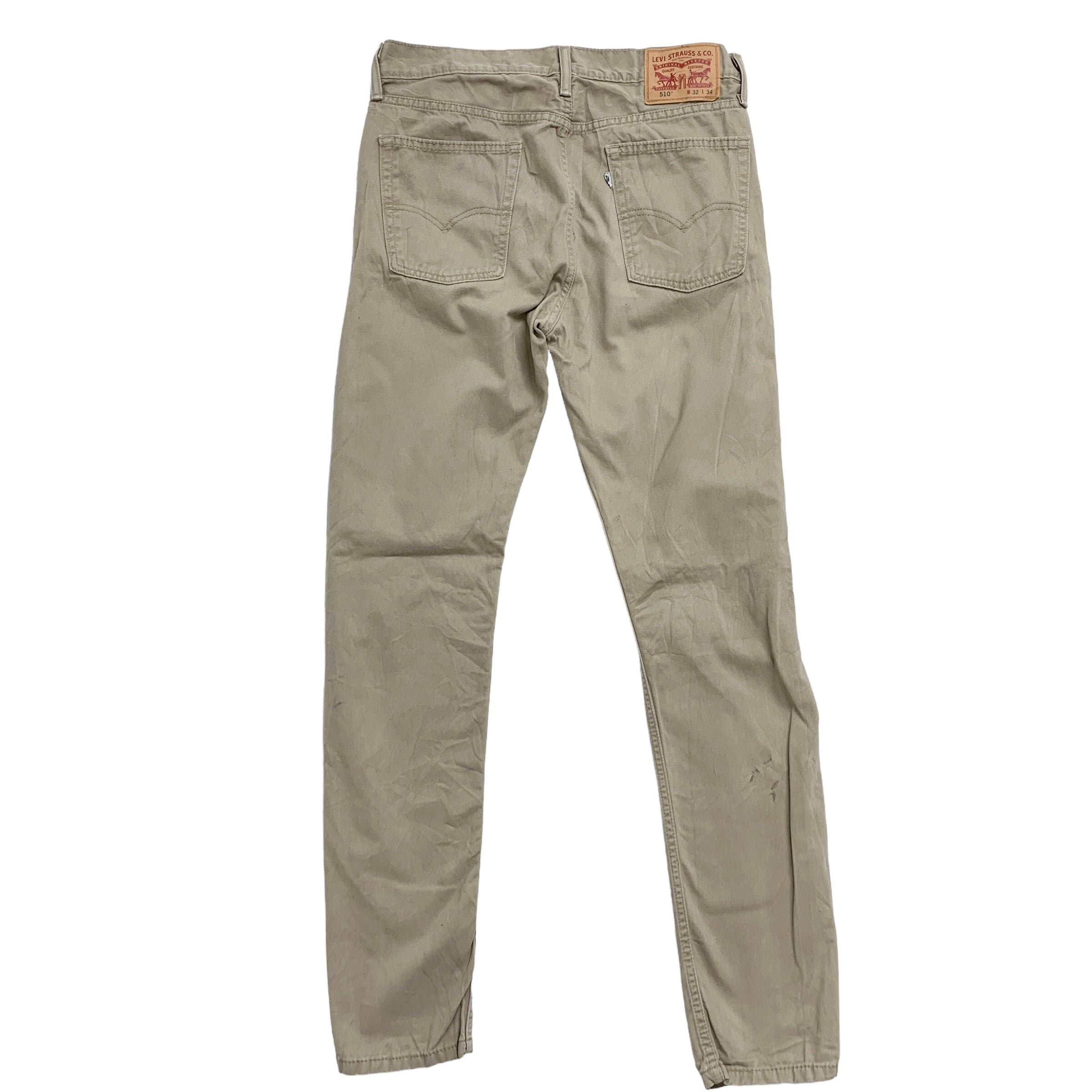 Levis 510 Trousers W32 L34 Mens Beige Skinny Fit Cotton Pants