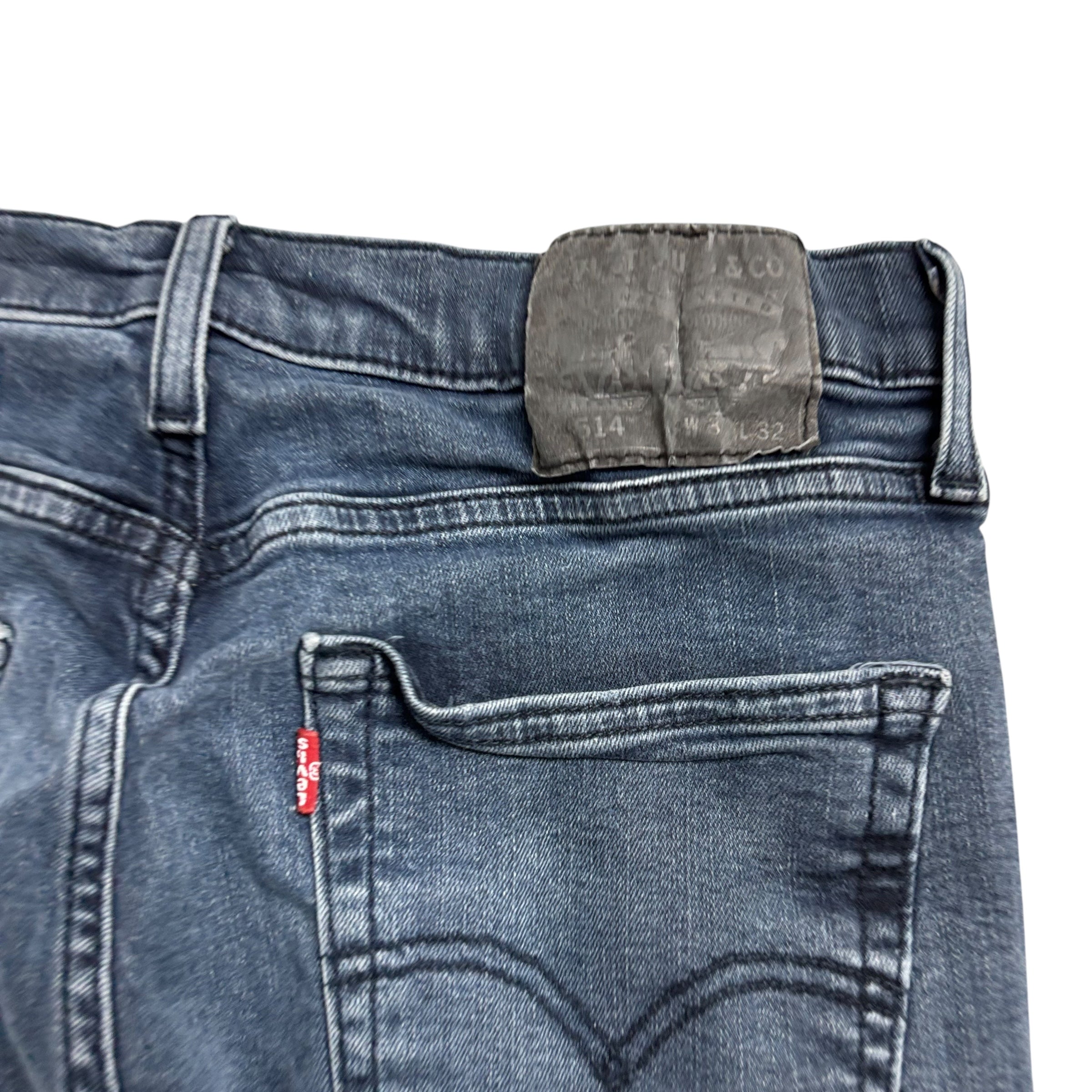 Levis 514 Jeans W30 L31 Mens Navy Blue Slim Straight Fit Stretch Denim
