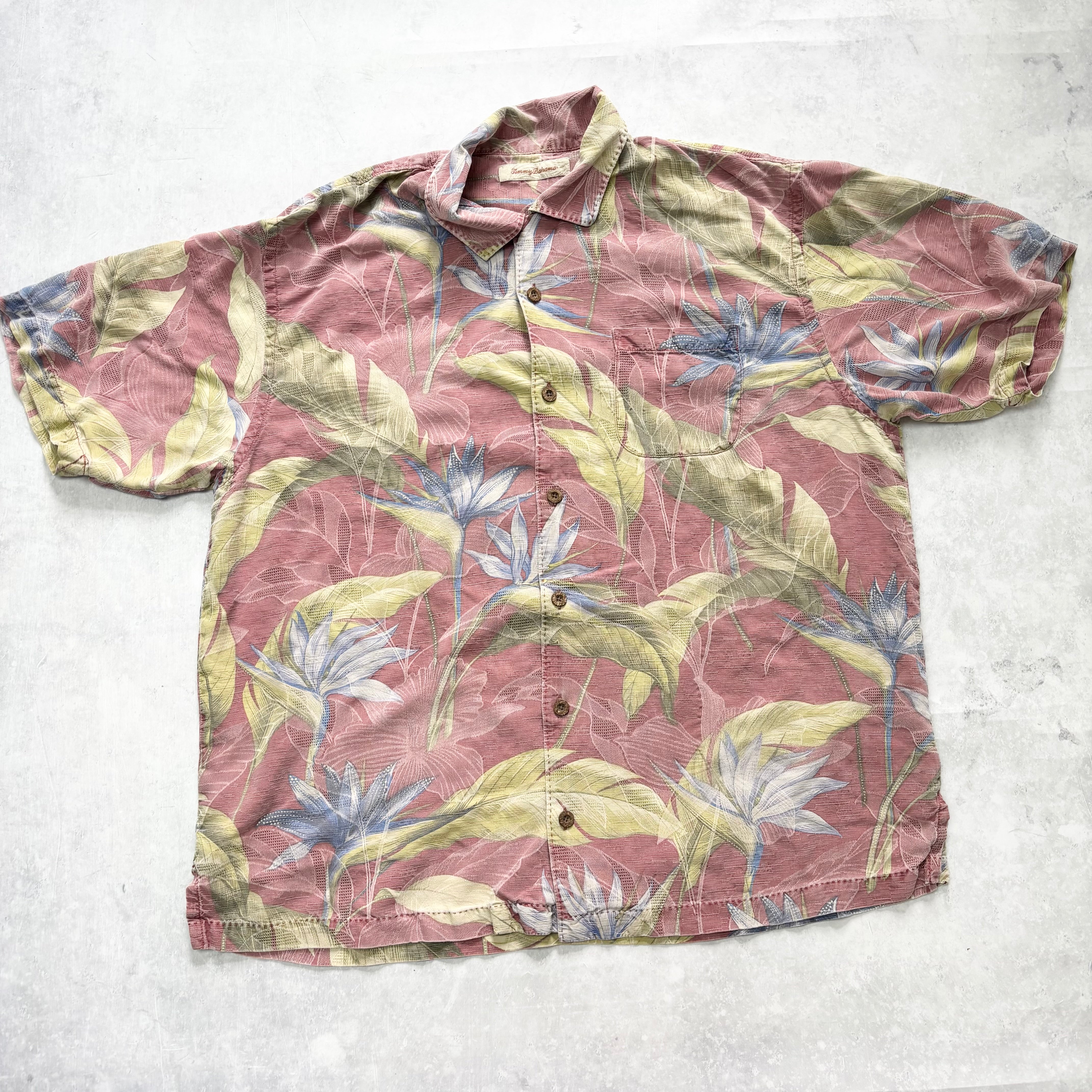Vintage Hawaiian Shirt Mens XL Red Floral Aloha Short Sleeve Silk (E)