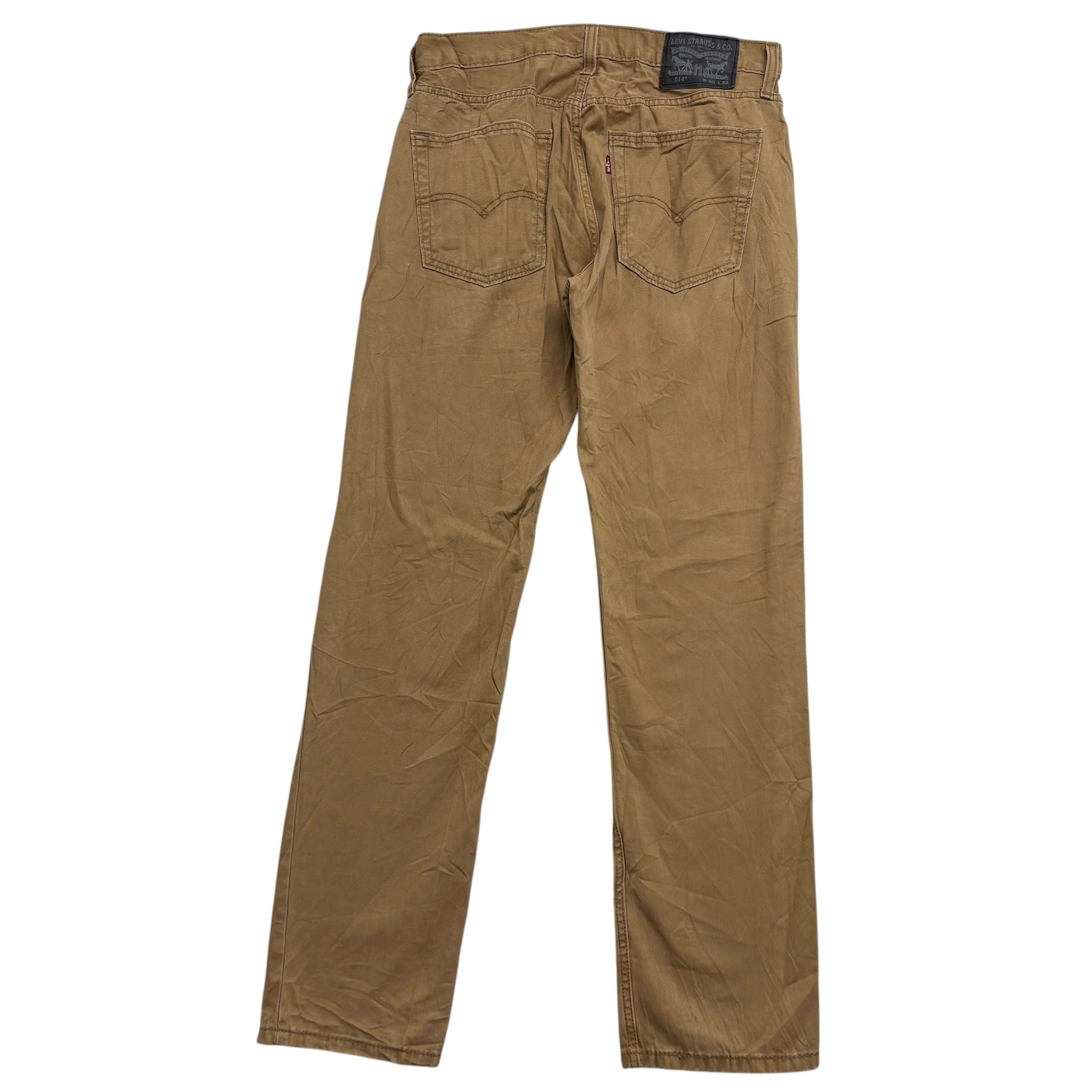 Levis 514 Trousers W30 L32 Mens Tan Regular Straight Fit Pants (E)