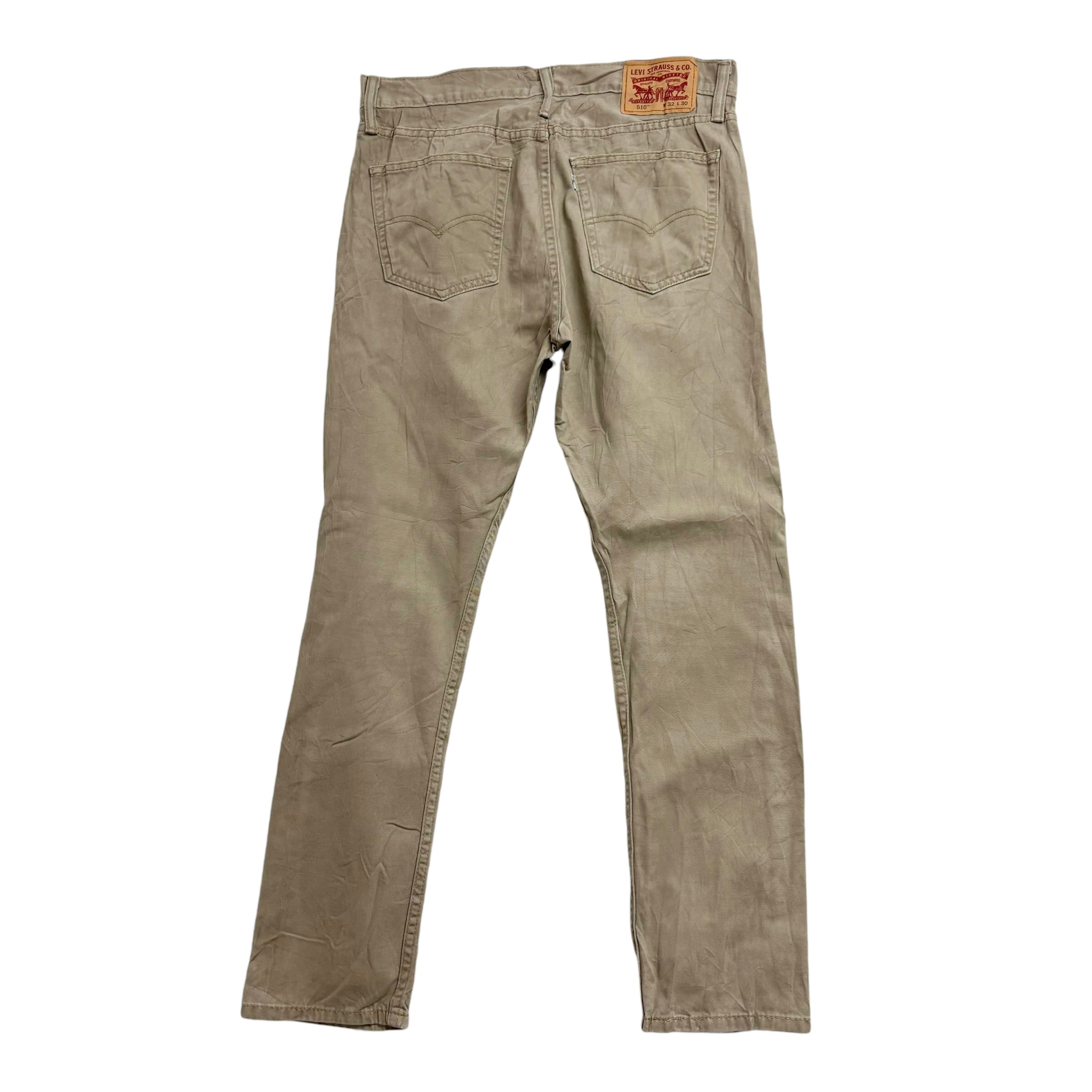 Levis 510 Trousers W32 L29 Mens Beige Skinny Fit Cotton Pants