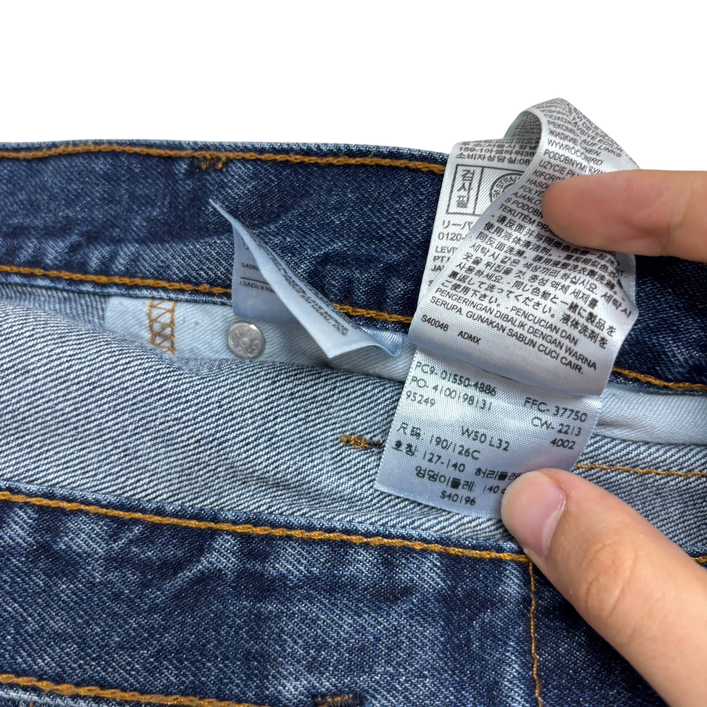 Levis 550 Jeans W50 L32 Mens Mid Blue Baggy Relaxed Straight Fit Denim (E)