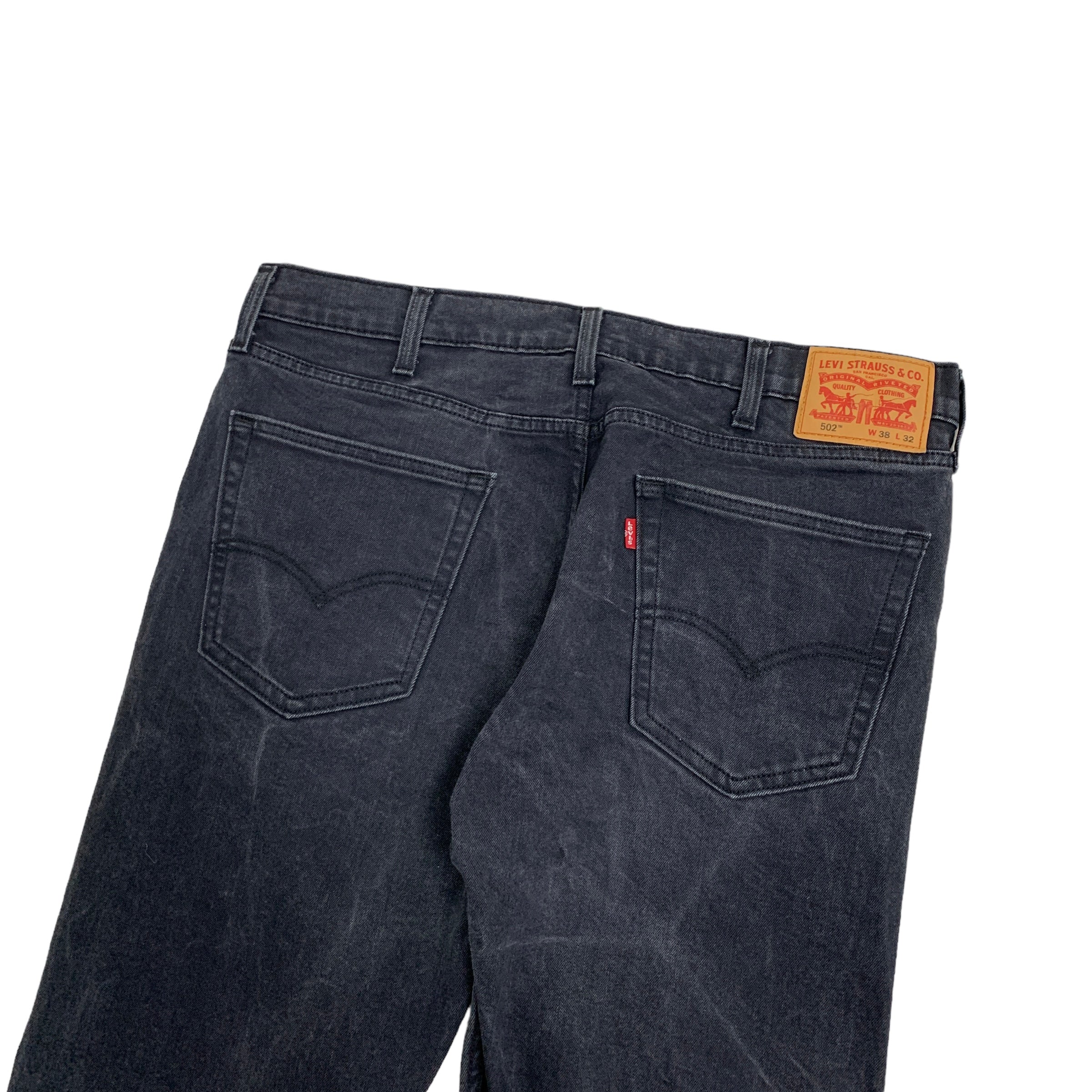 Levis 502 Jeans W38 L30 Mens Grey Regular Taper Fit Stretch Denim